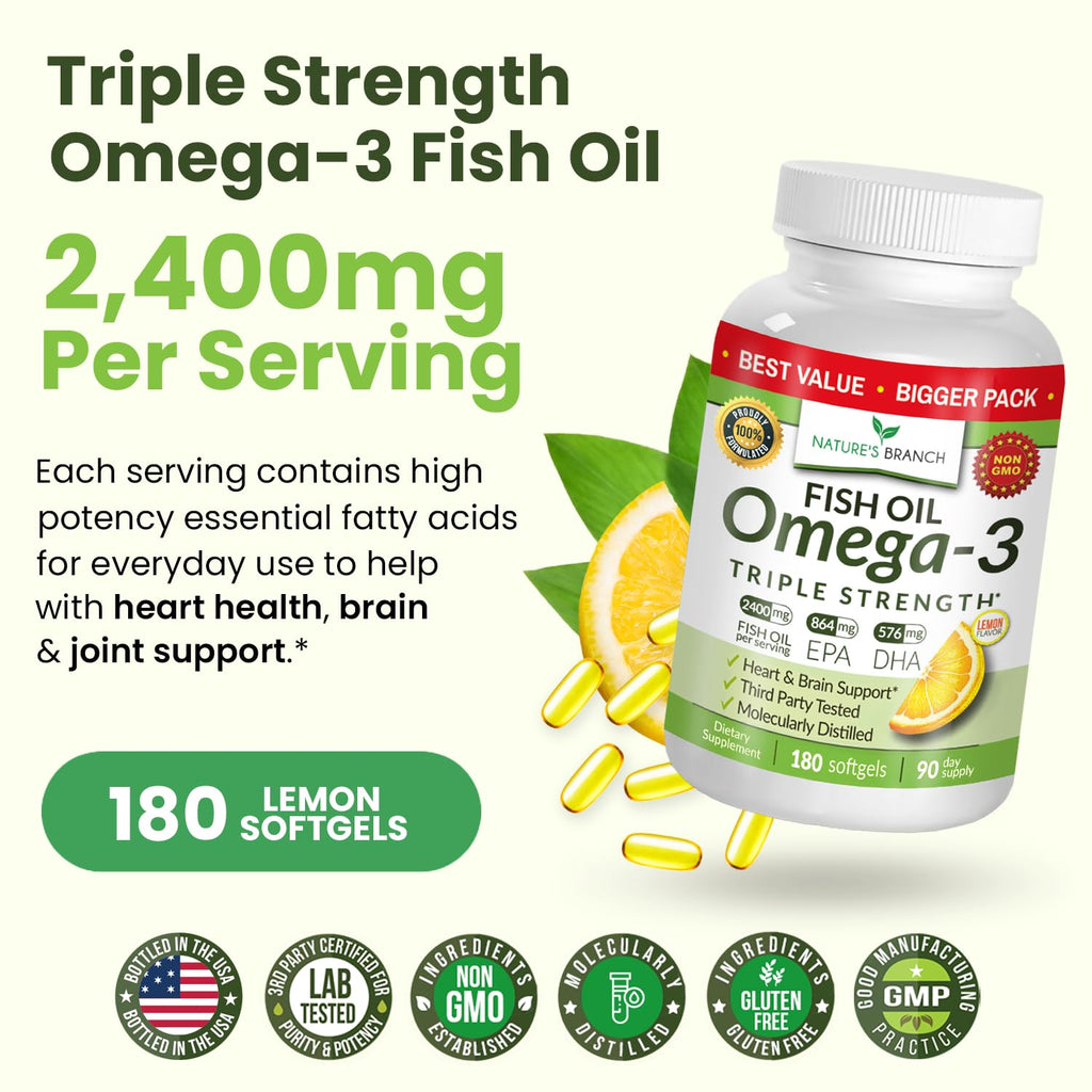 Omega-3 Fish Oil Triple Strength – Burpless Lemon

