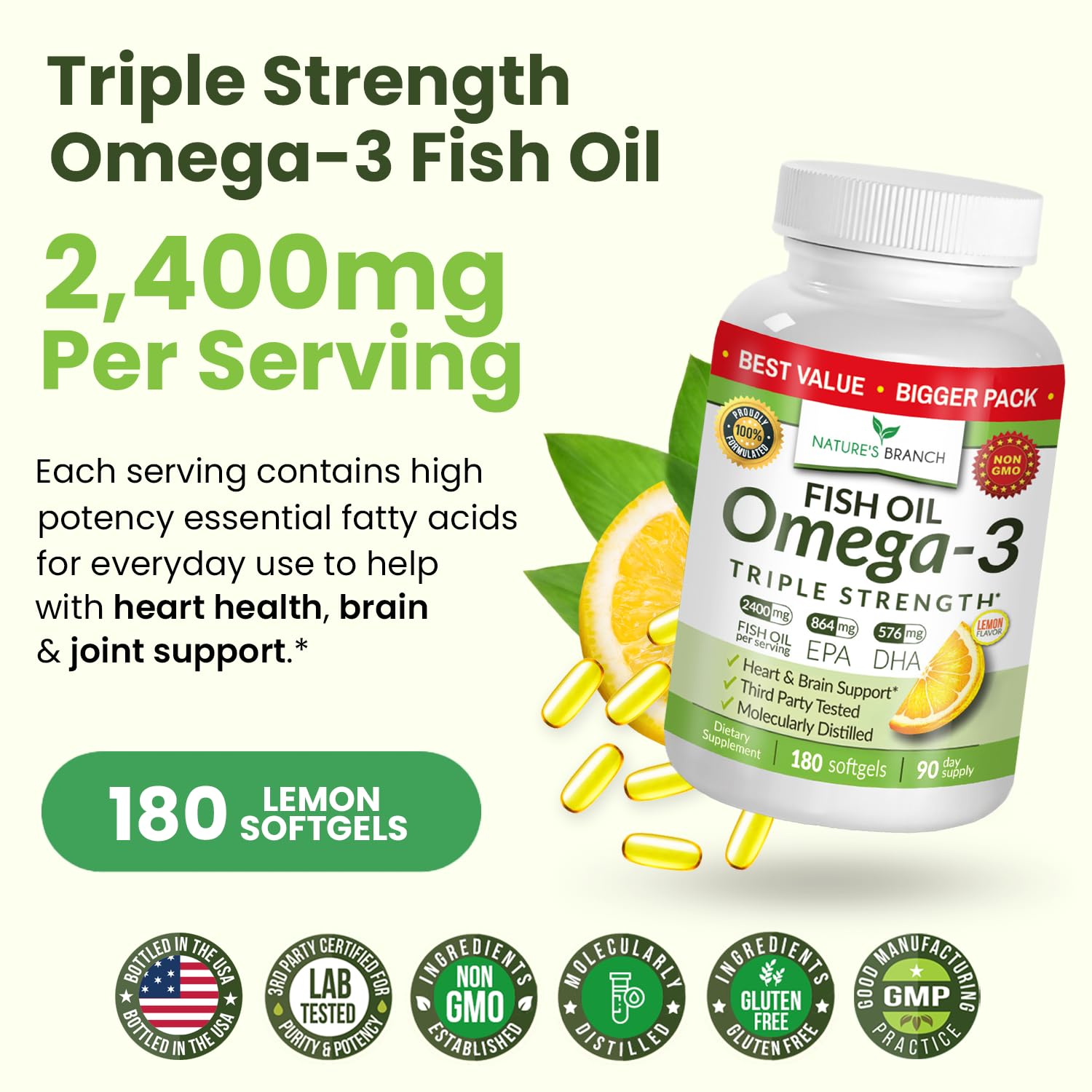 Omega-3 Fish Oil Triple Strength – Burpless Lemon

