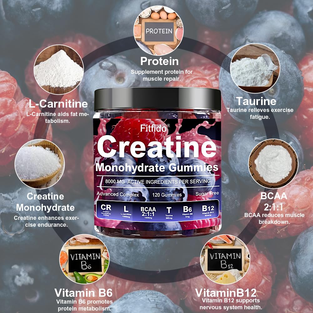 Fitfido Creatine Monohydrate Gummies | Muscle Support

