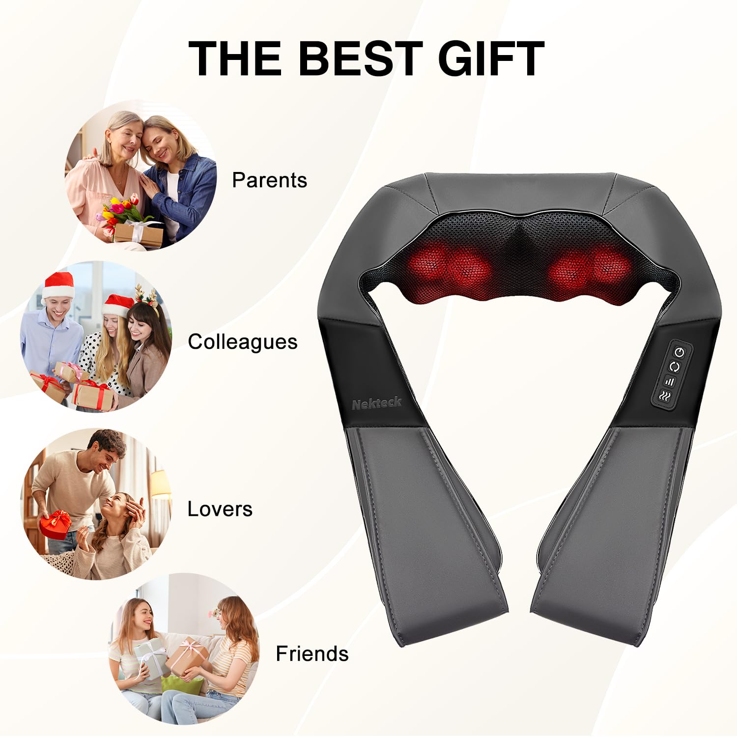 Nekteck Shiatsu Neck Massager with Heat for Relief

