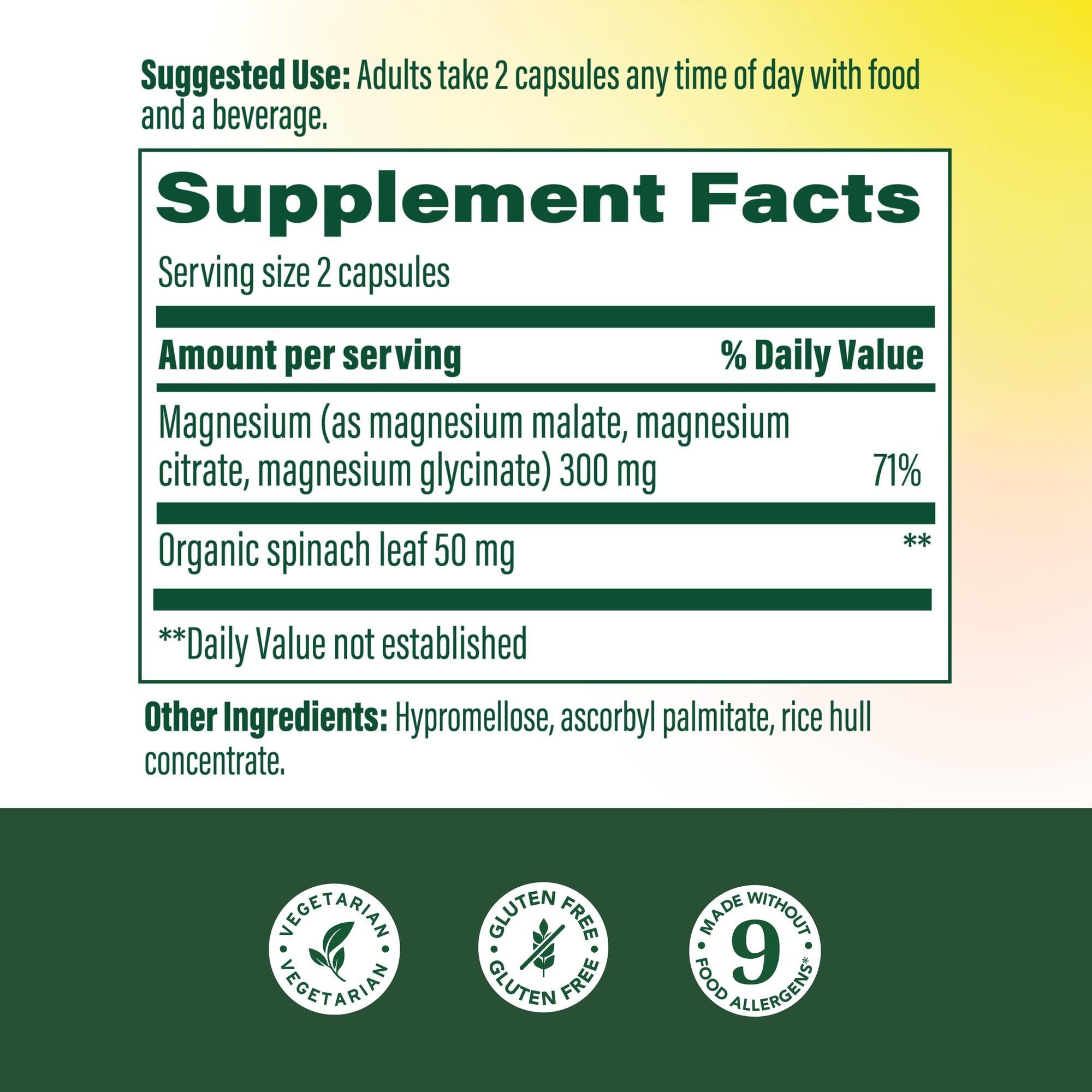 MegaFood Magnesium Glycinate Citrate Malate 300mg | Triple

