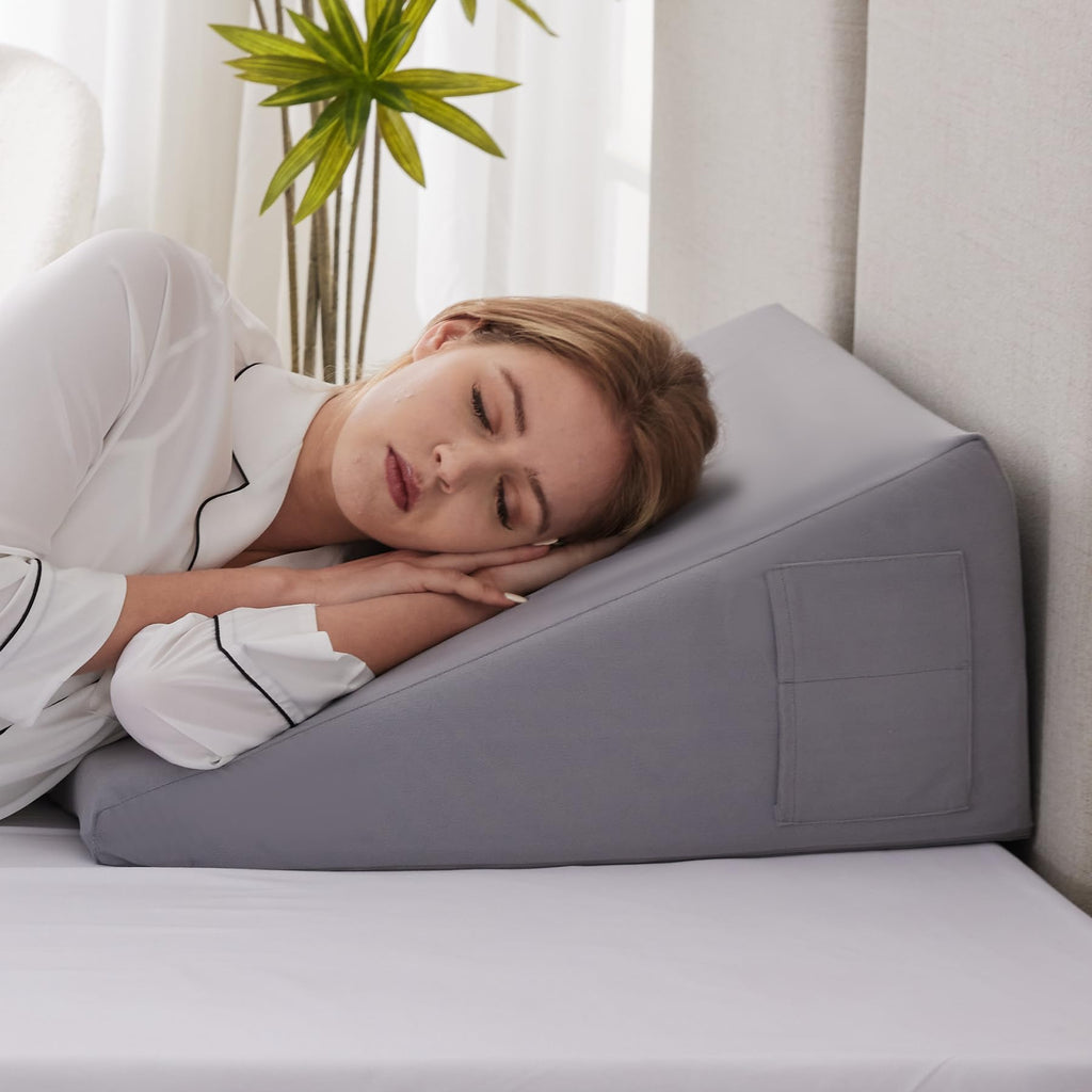 Ruqmuis Wedge Pillow for Acid Reflux and Sleep Support with Cover