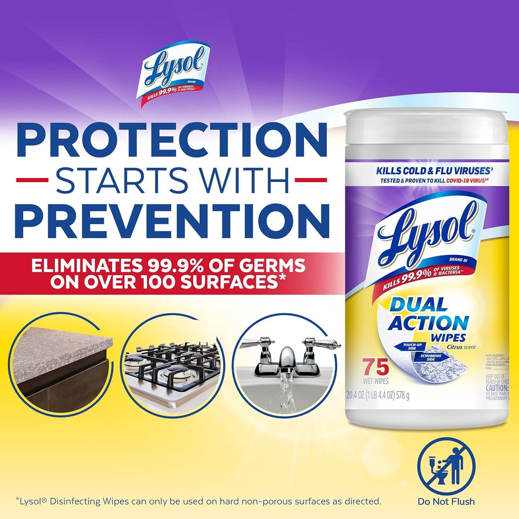 Lysol Disinfecting Wipes Dual Action – Multi-Surface

