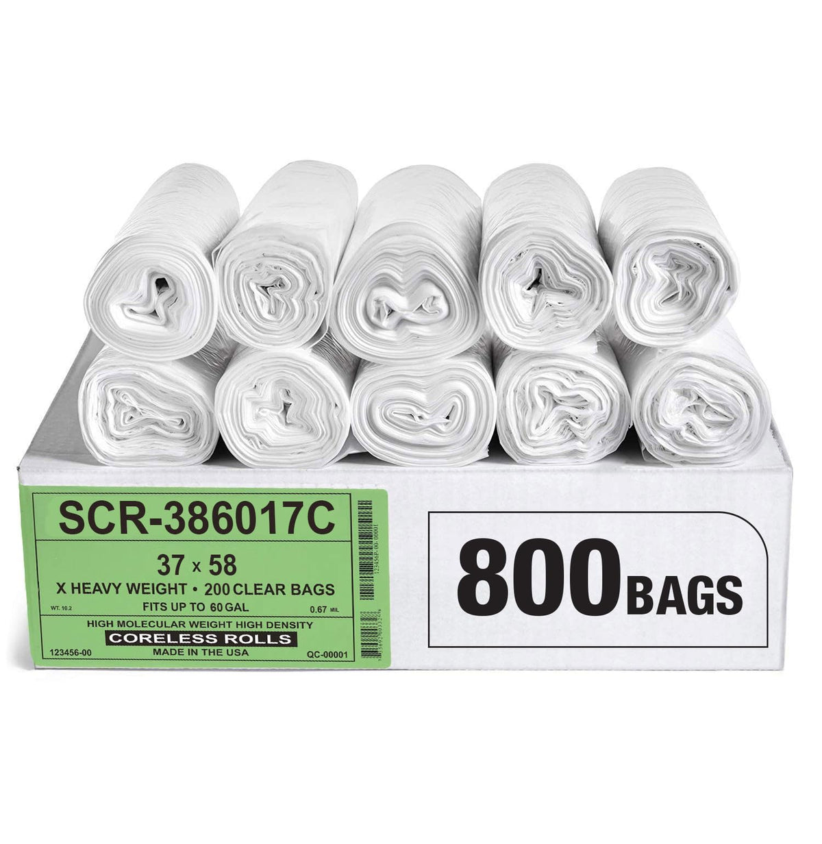 Aluf Plastics High-Density Trash Bags, Coreless Roll