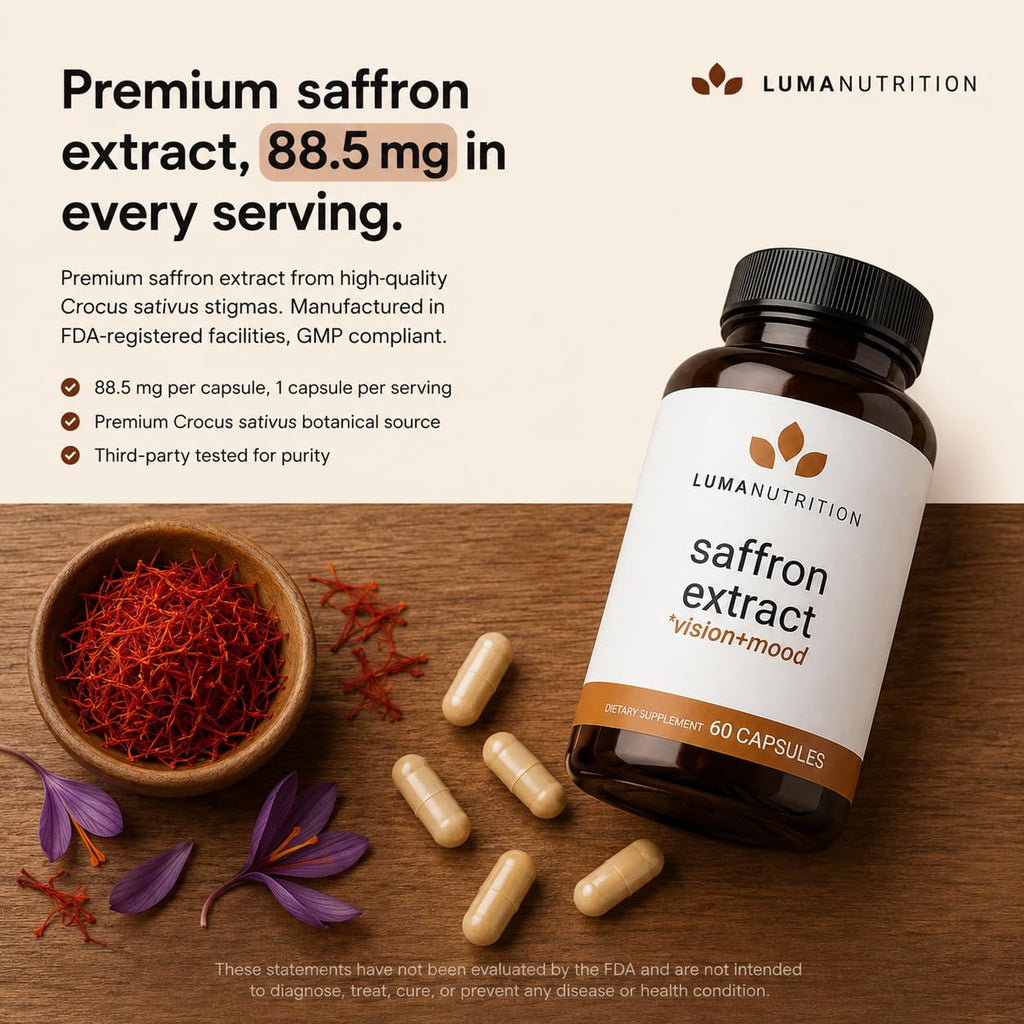 Luma Nutrition Saffron Extract Capsules | Mood & Eye Support

