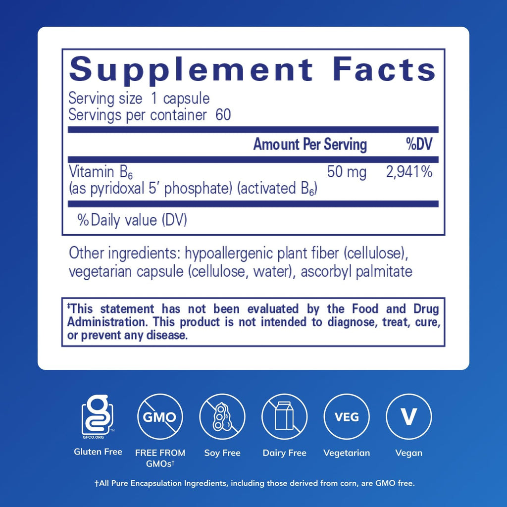 Pure Encapsulations P5P Vitamin B6 for Energy & Brain Health

