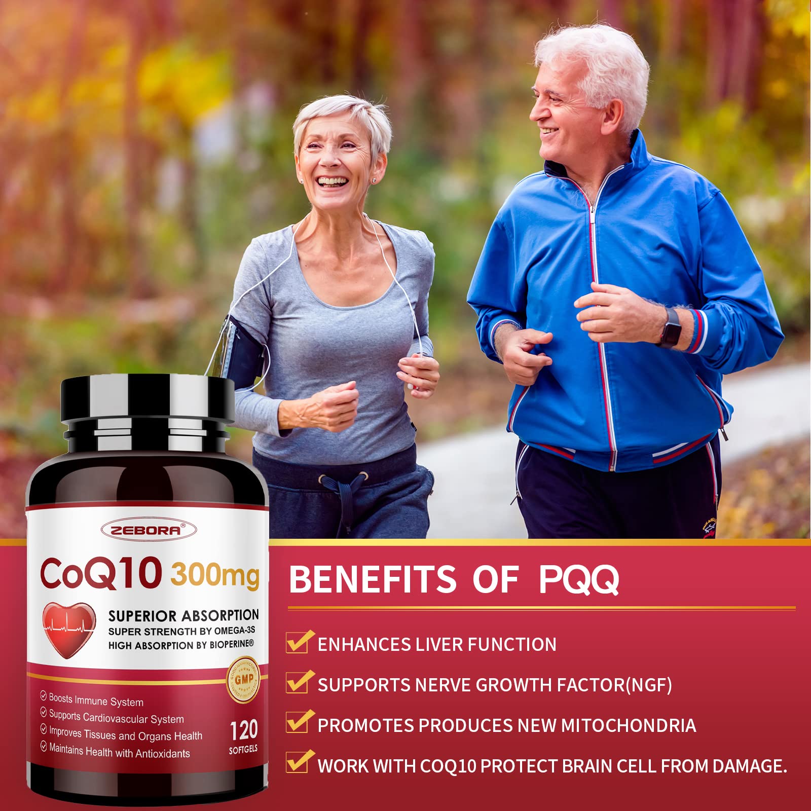 ZEBORA CoQ10 Softgels with PQQ BioPerine - Heart Support

