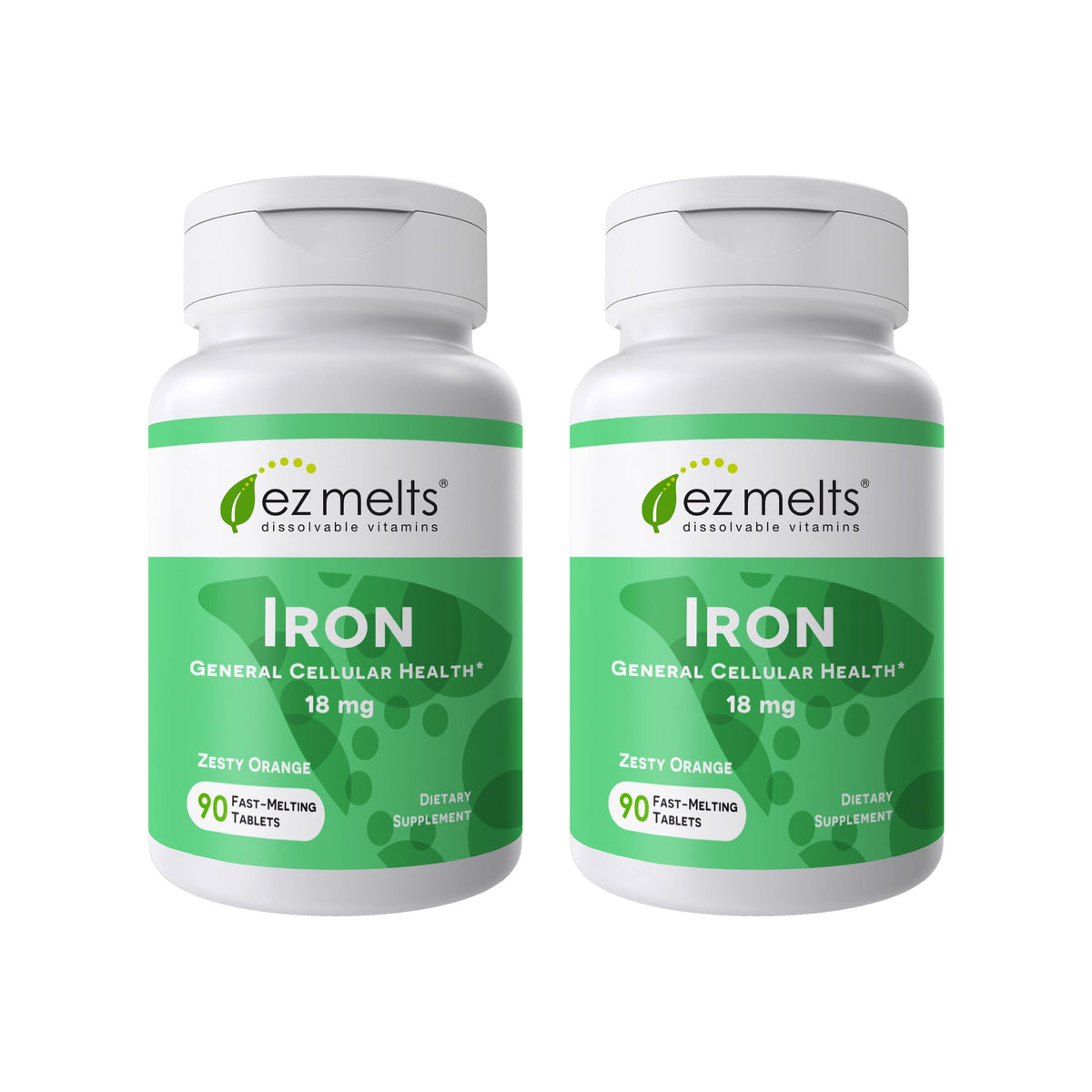 EZ Melts Iron Supplement with Vitamin C - Zesty Orange - Non-GMO & Vegan
