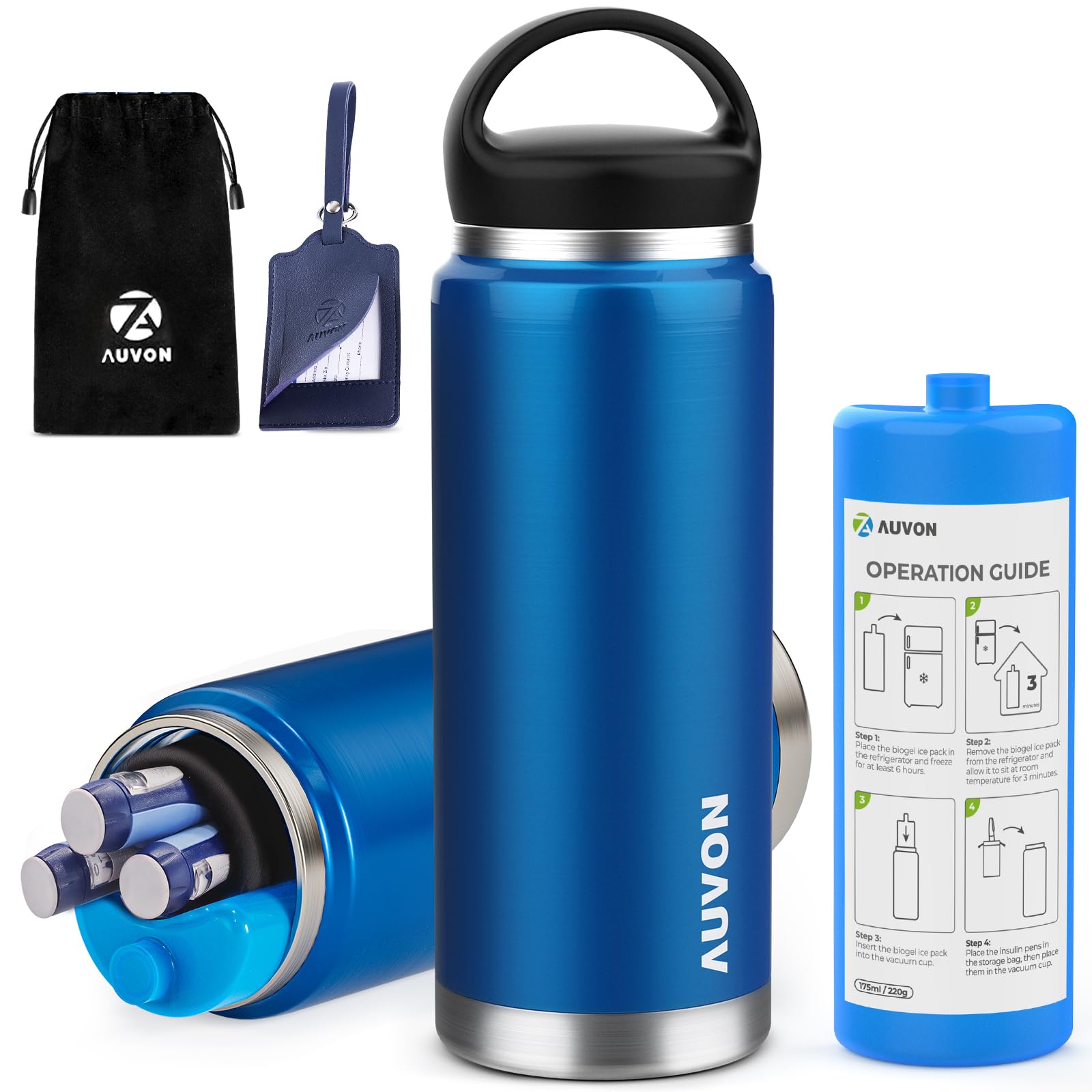 AUVON Insulin Cooler Travel Case - Gel Ice Pack Included

