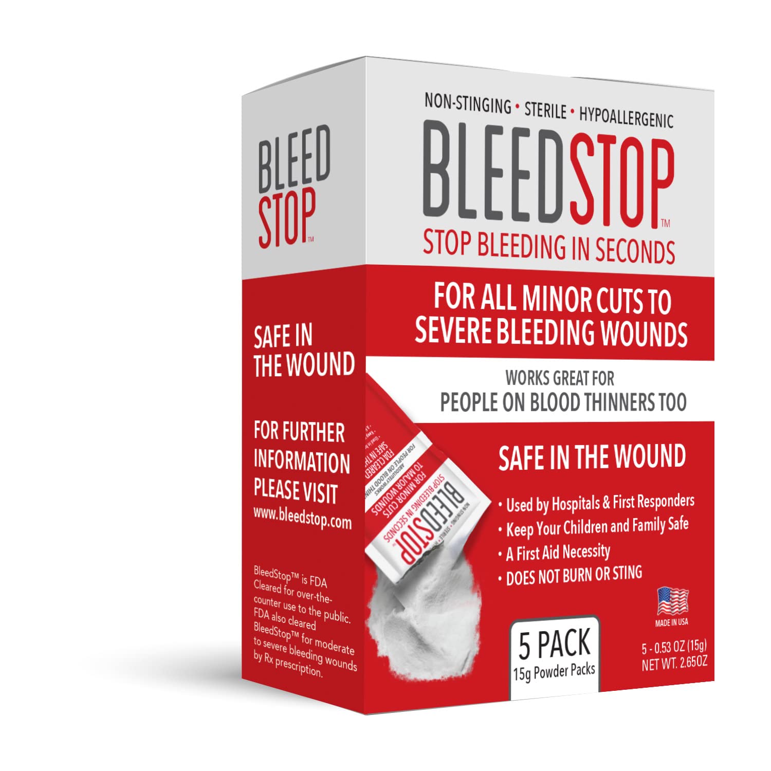 BleedStop First Aid Powder for Bleeding Control in Trauma Kits and Outdoor Safety