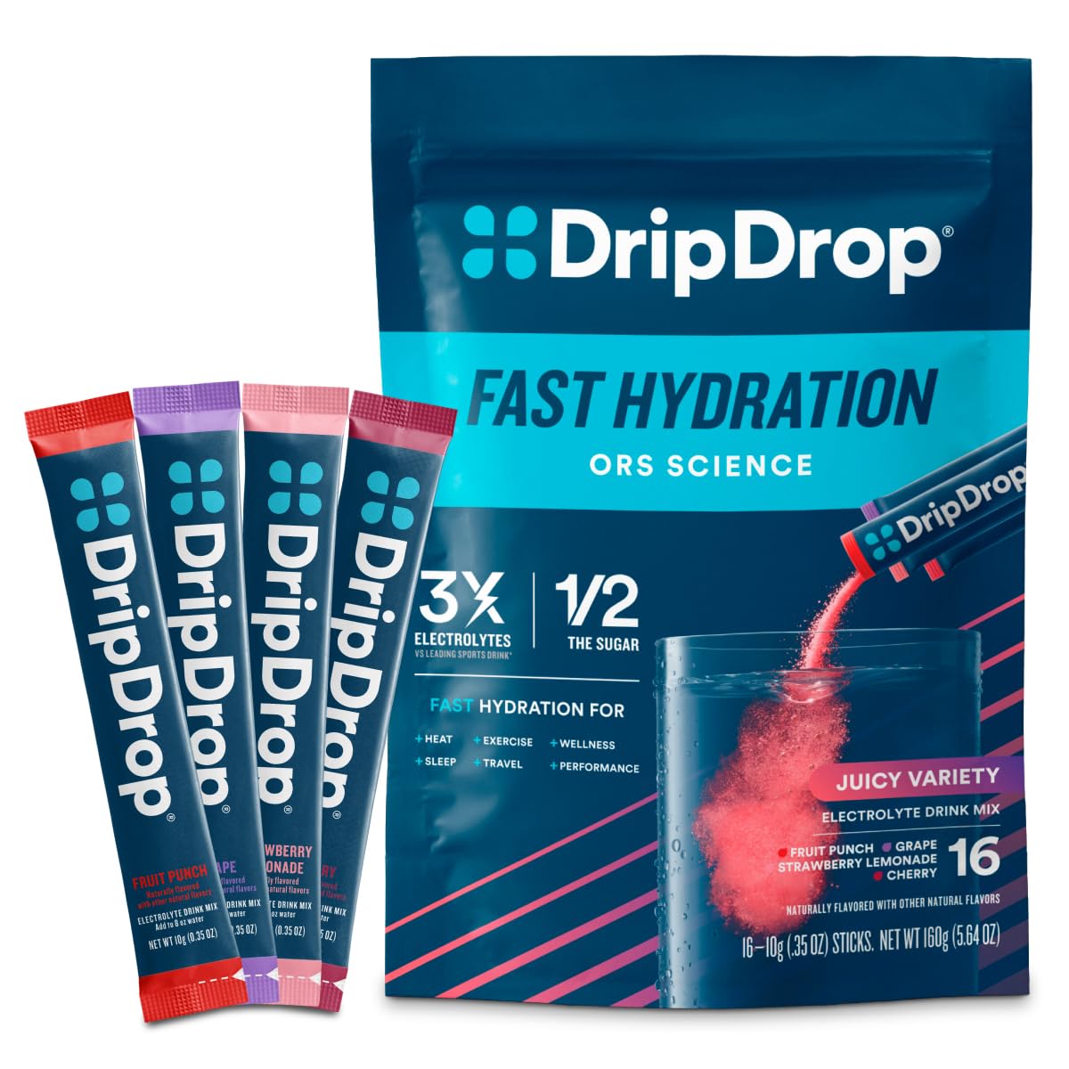 DripDrop Hydration Electrolyte Drink Mix, Non-GMO