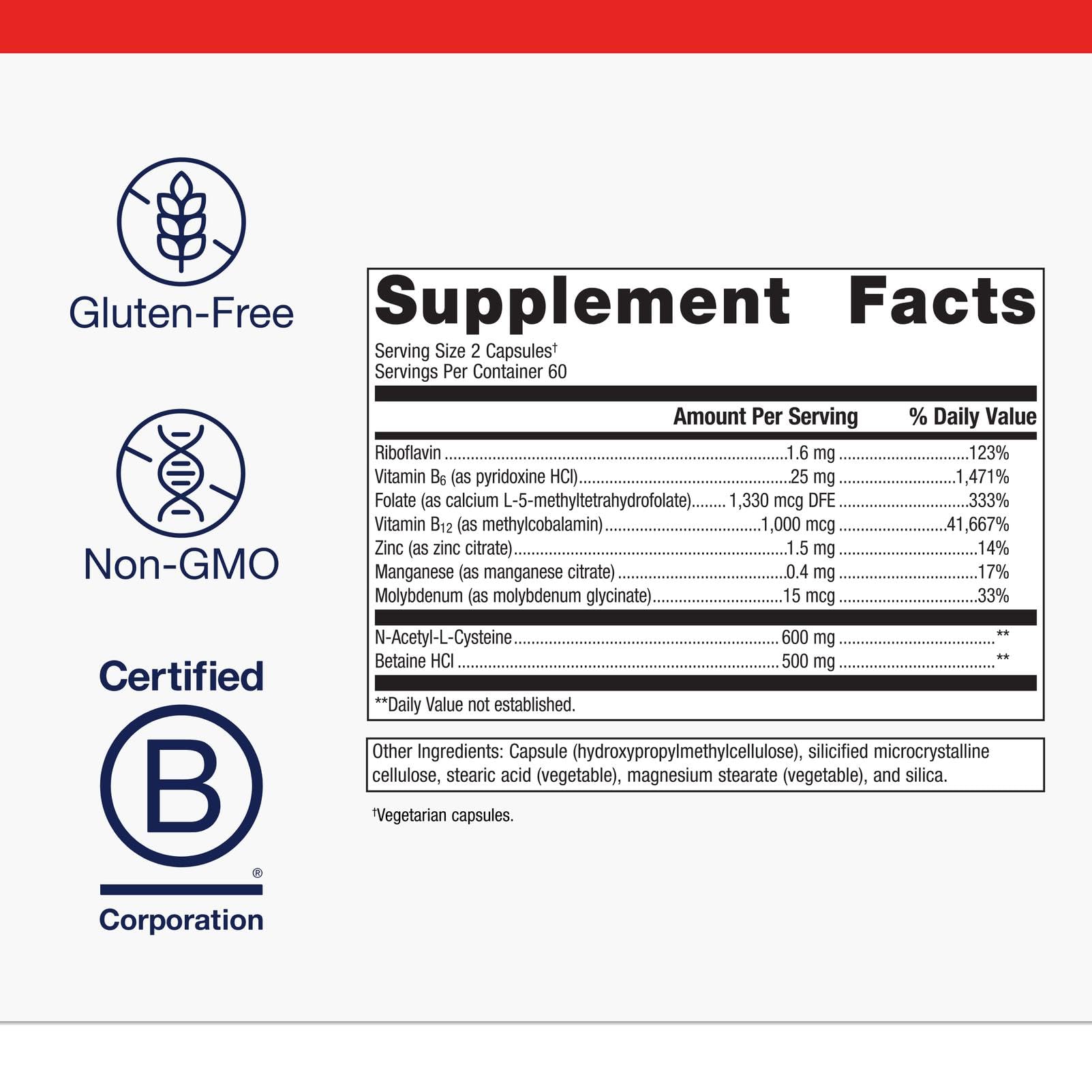 Metagenics MethylCare Folate L-5-MTHF, B12, B6 NAC & Betaine

