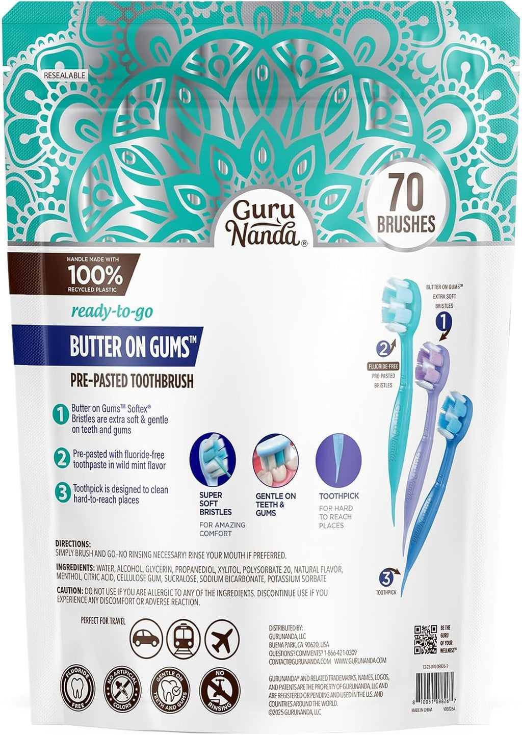 GuruNanda Mini Disposable Toothbrush with Toothpaste

