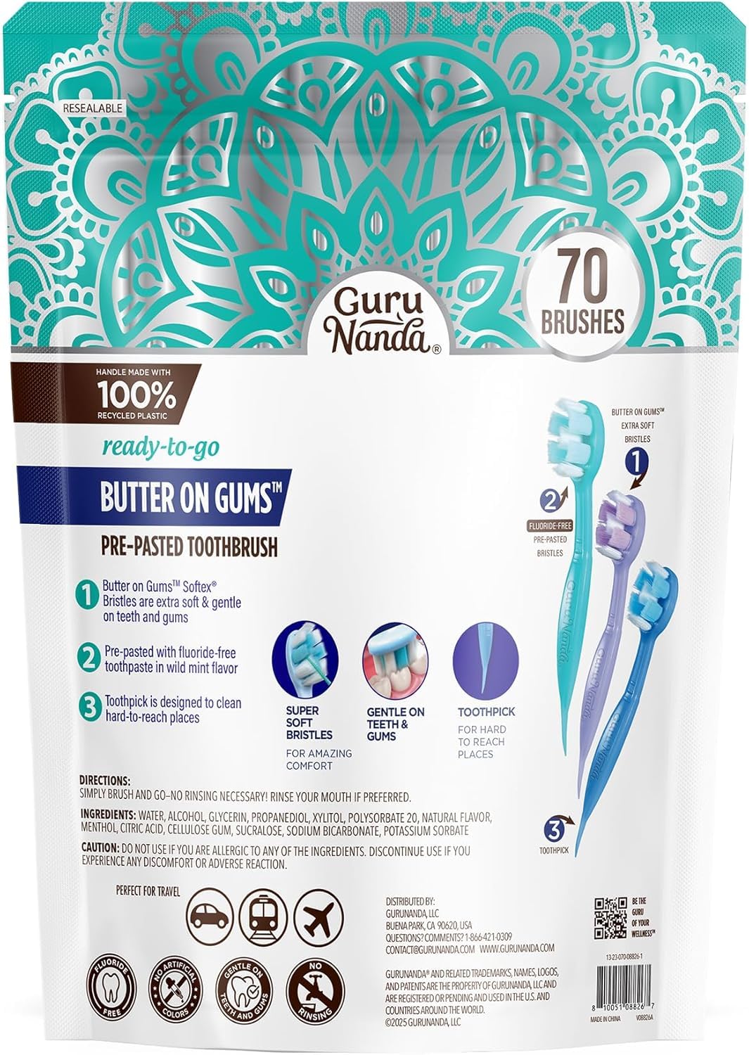 GuruNanda Mini Disposable Toothbrush with Toothpaste

