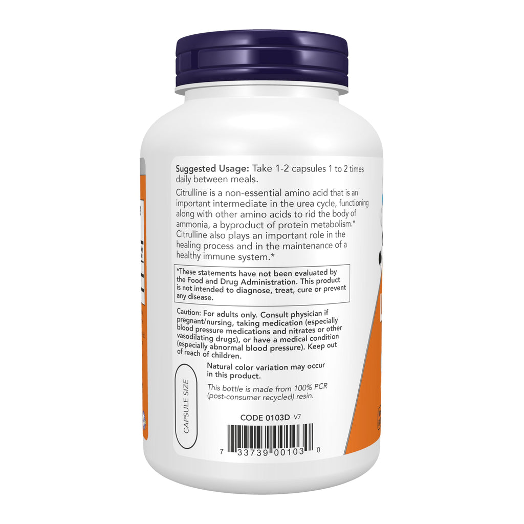 NOW Foods L-Citrulline 750 mg Amino Acid Supplement

