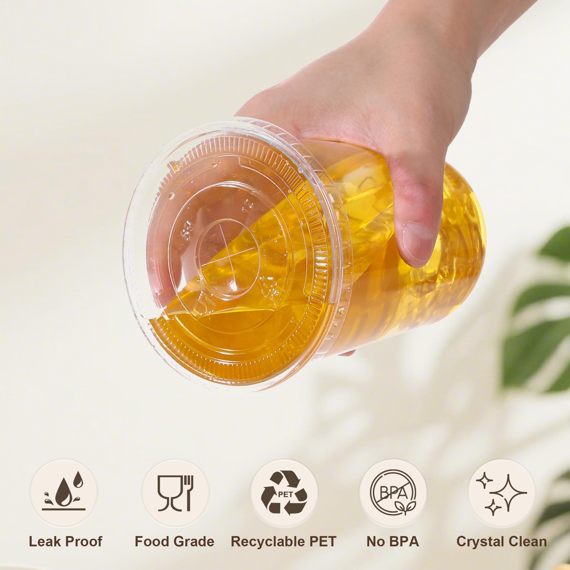 tchrules Plastic Cups with Lids and Straws - 100 Set


