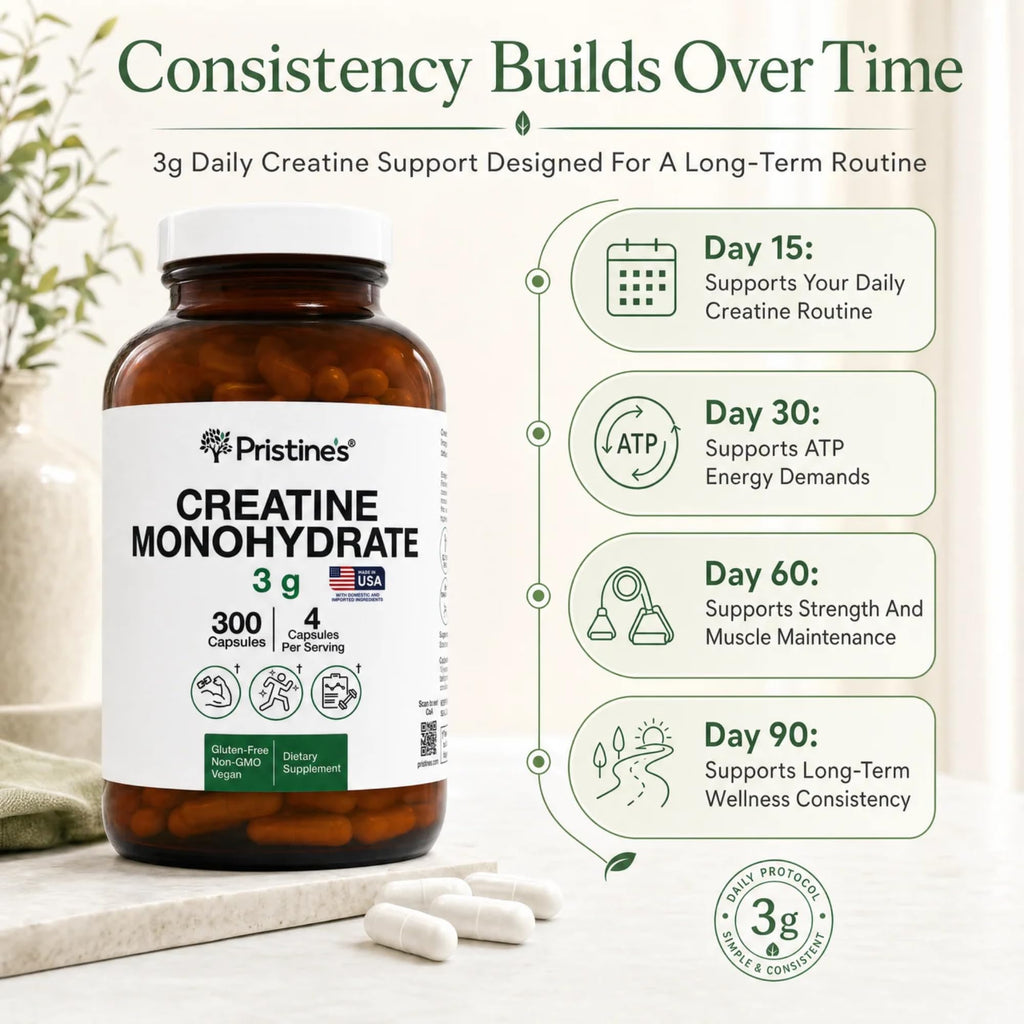 PRISTINE'S Creatine Monohydrate Capsules for Men and Women

