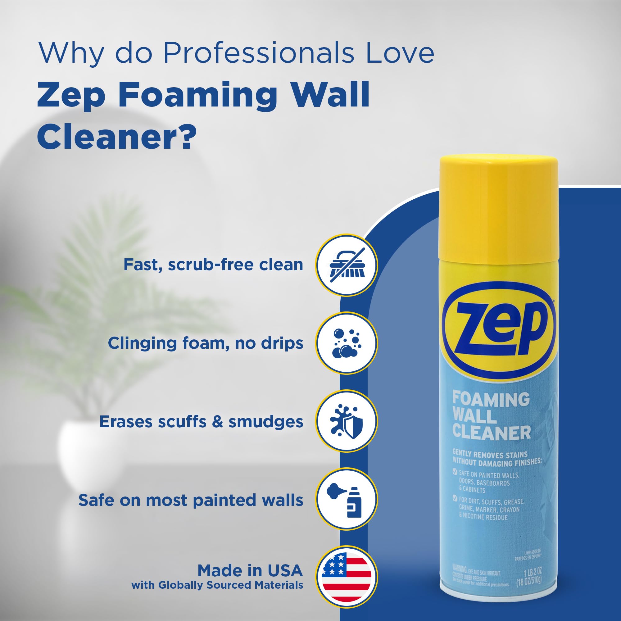 Zep Foaming Wall Cleaner | Safe on Painted Surfaces

