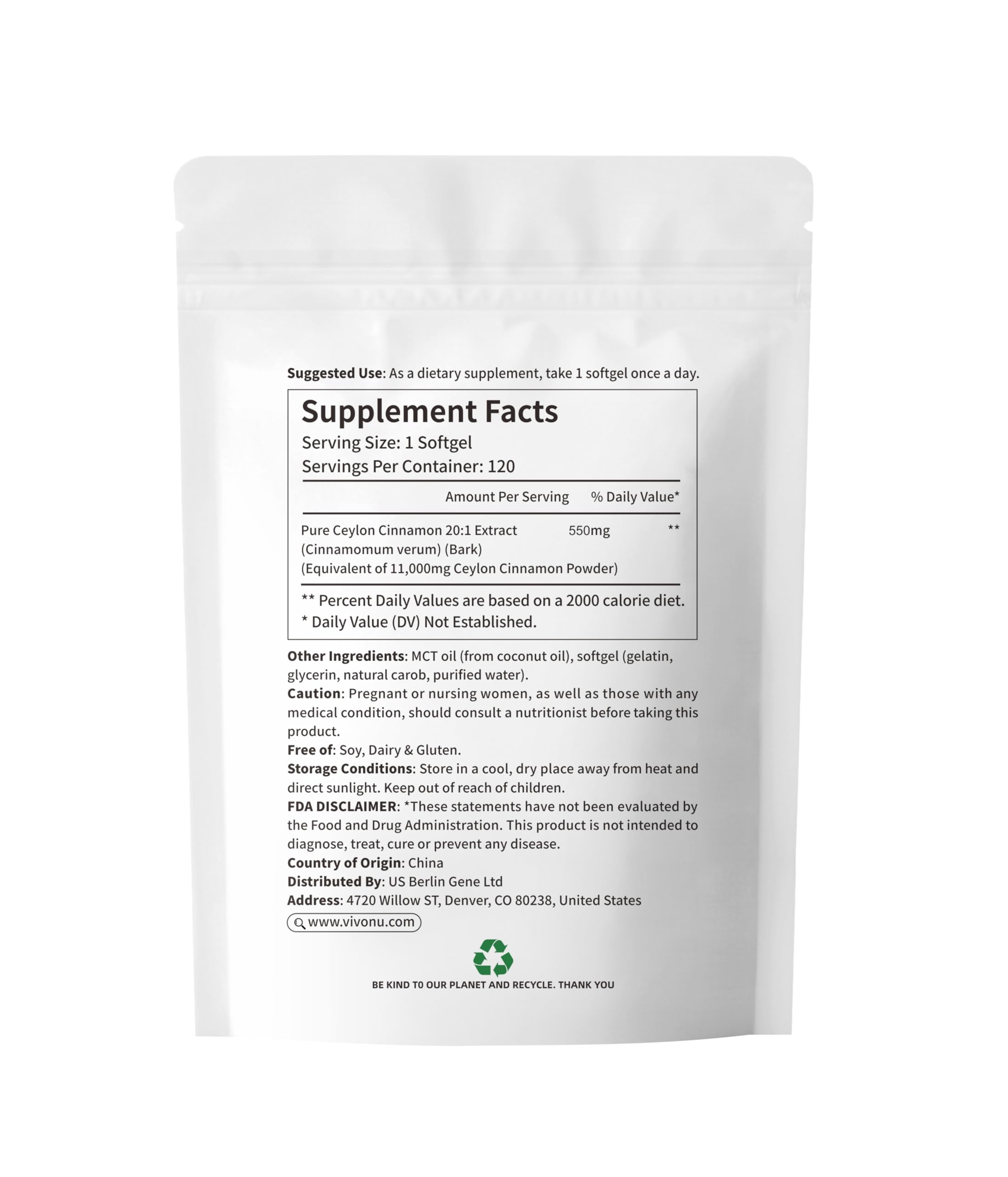 Vivonu Organic Ceylon Cinnamon Softgels with MCT Oil

