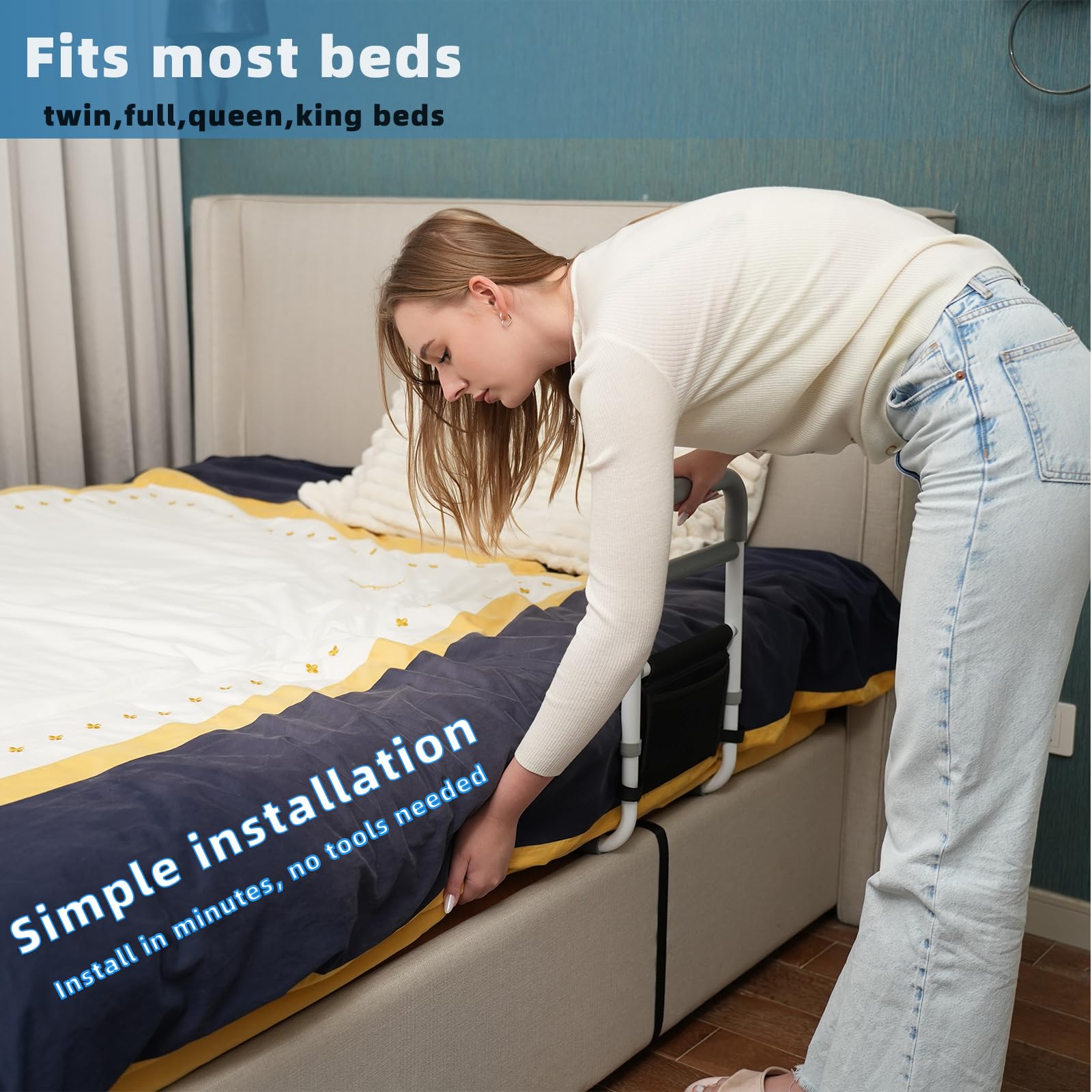Bed Rail Assist for Seniors with Non-Slip Grip | Easy Install

