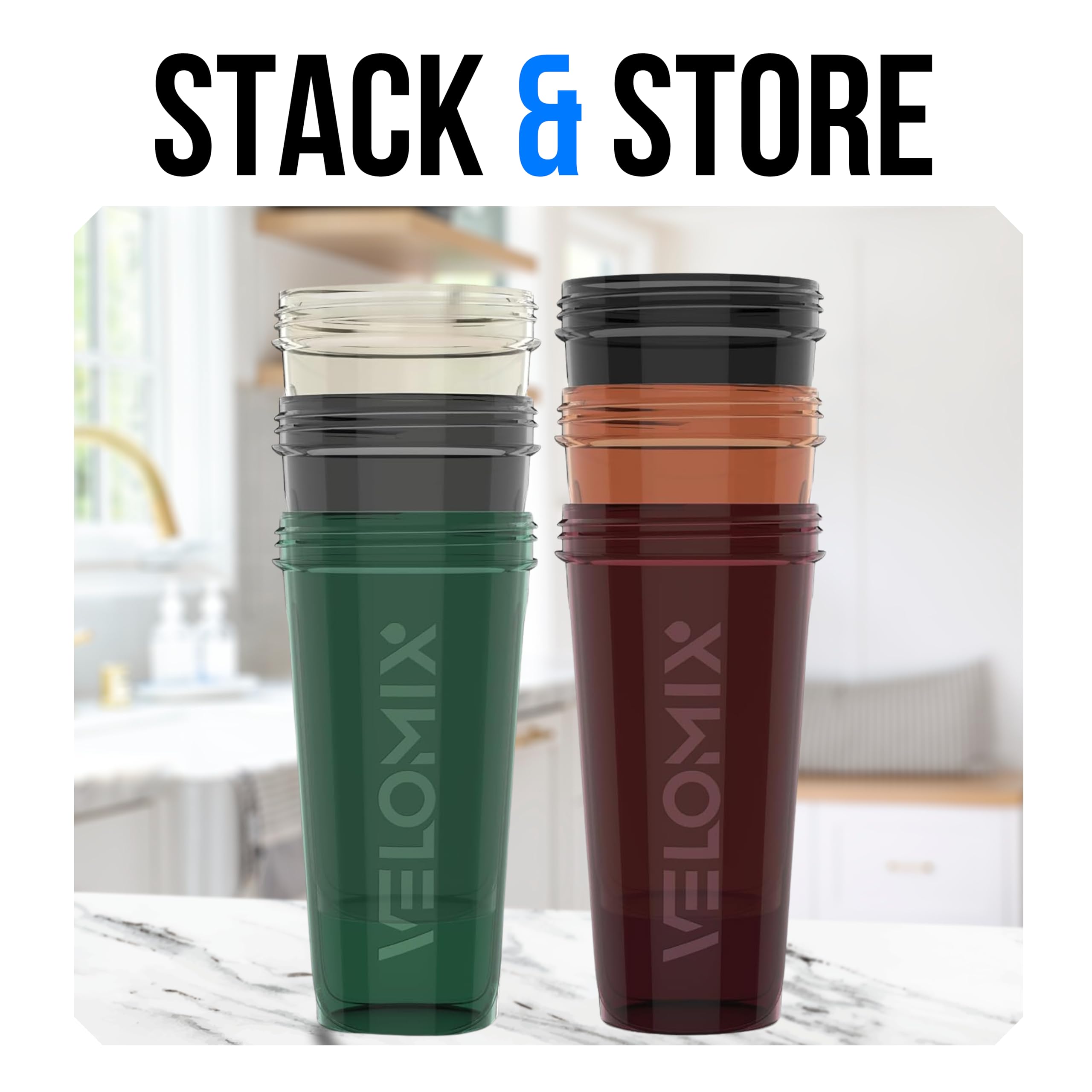 VELOMIX 28 oz Protein Shaker Bottle BPA-Free Leak-Proof

