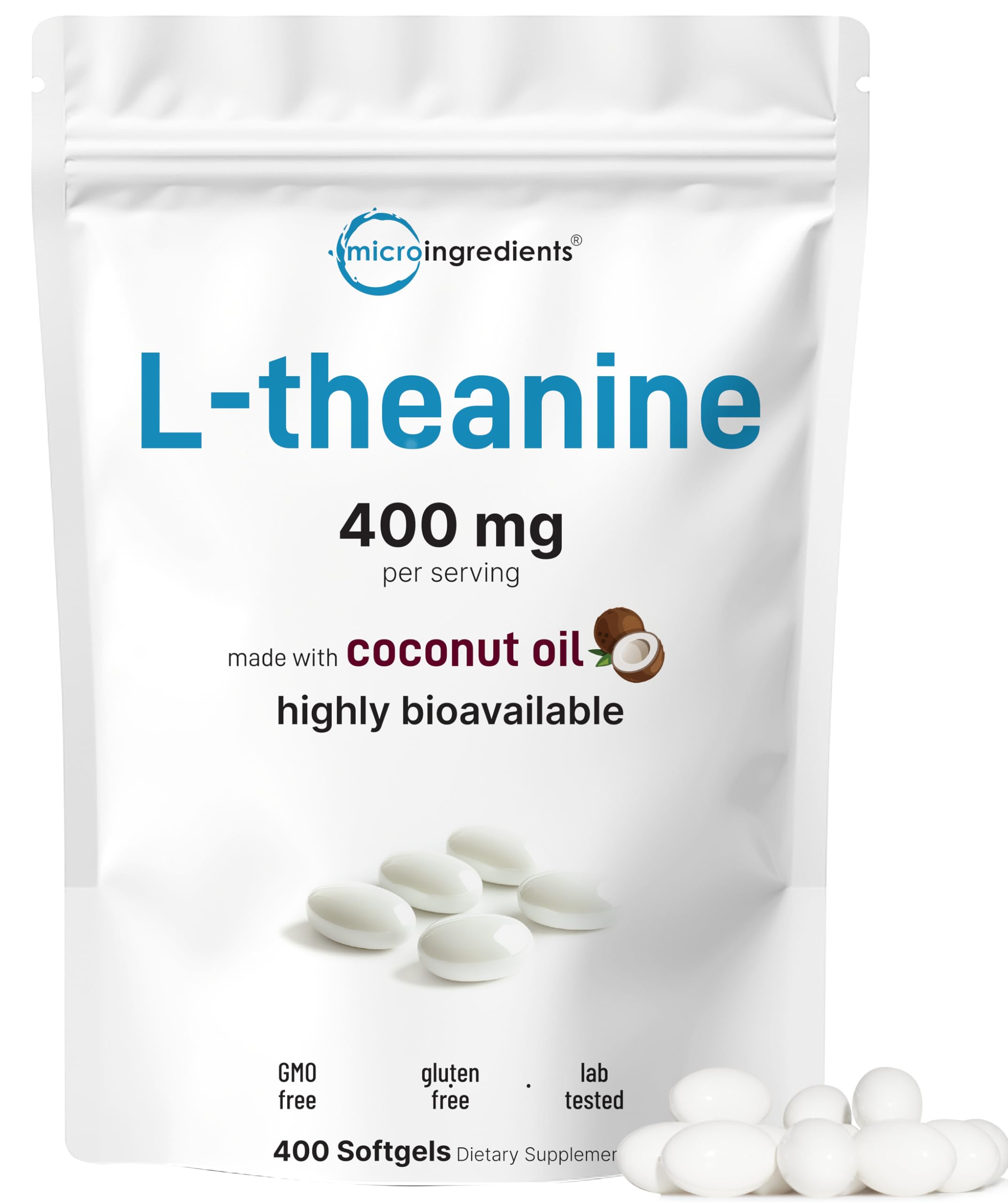 Micro Ingredients L-Theanine 400 mg Softgels | Calming Focus

