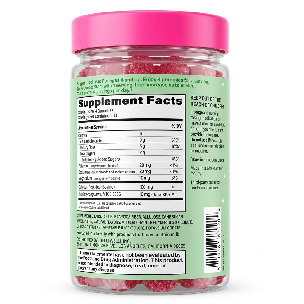 Belli Welli 4-in-1 Fiber Gummies with Probiotics

