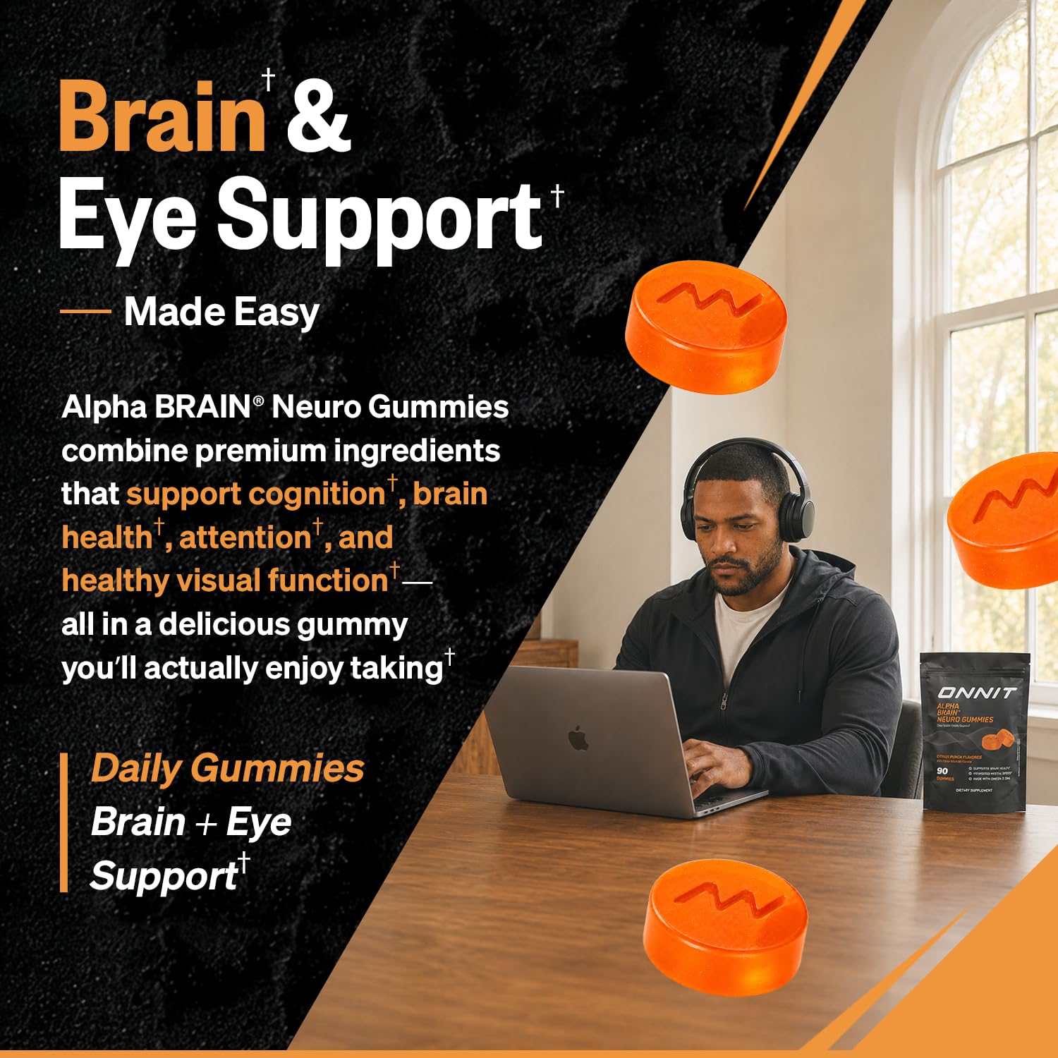 ONNIT Alpha Brain Neuro Gummies – Vegan Brain & Eye Support


