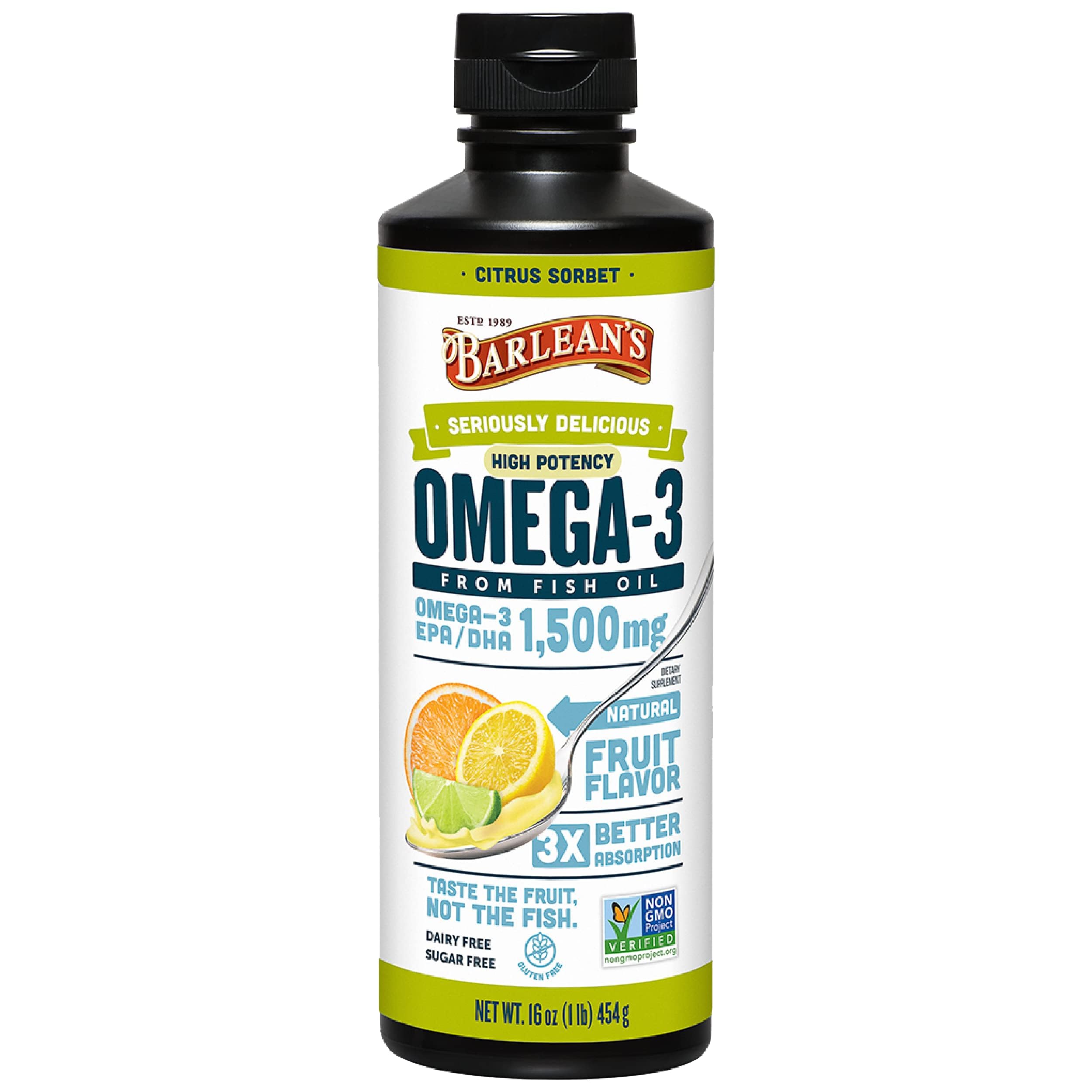 Barlean's Omega-3 Fish Oil Liquid Supplement 1080 mg EPA/DHA