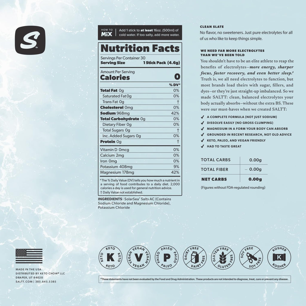 SALTT Electrolytes Powder Packets | Essential Hydration

