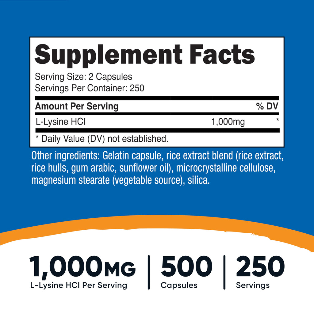 Nutricost L-Lysine Capsules - Gluten Free, Non-GMO

