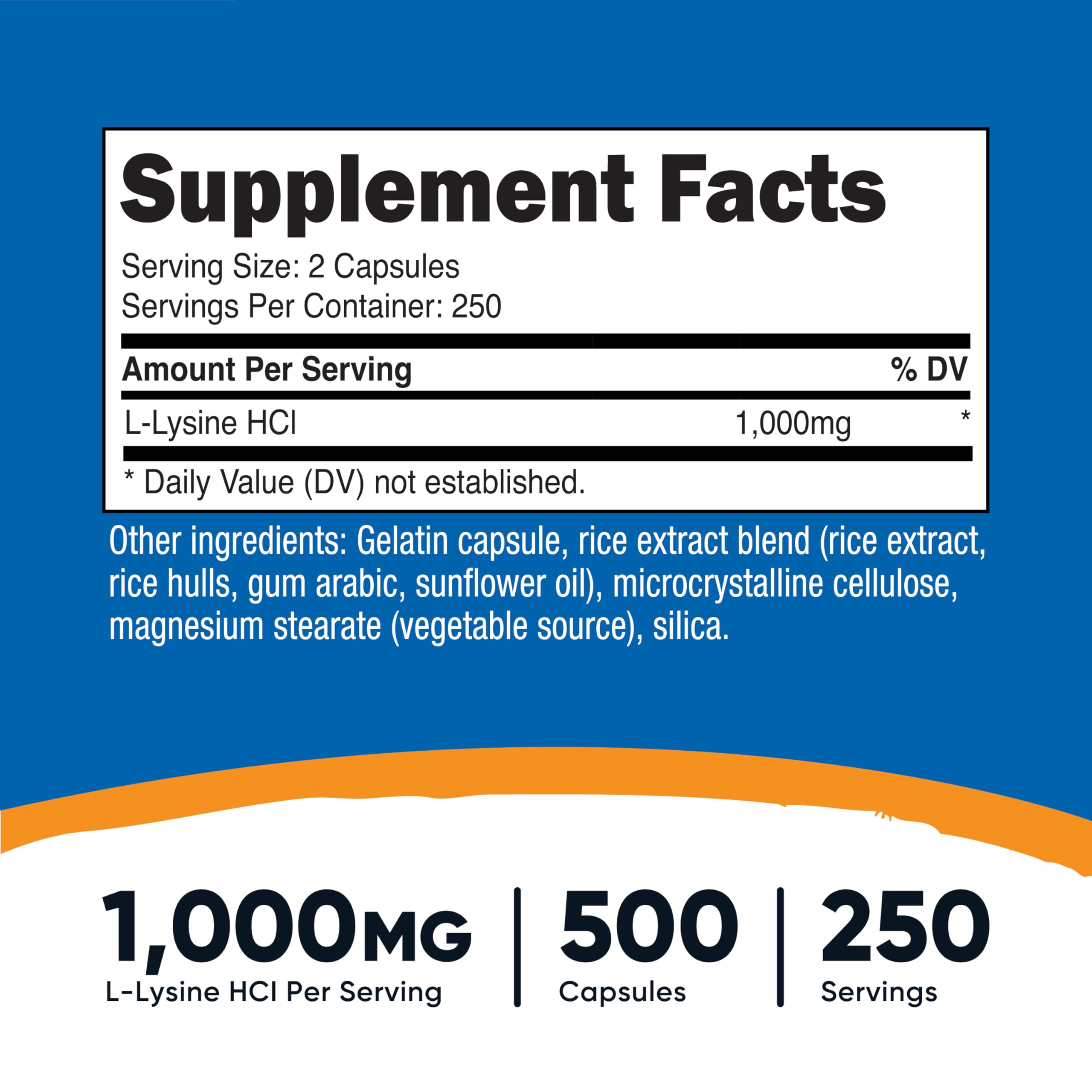 Nutricost L-Lysine Capsules - Gluten Free, Non-GMO

