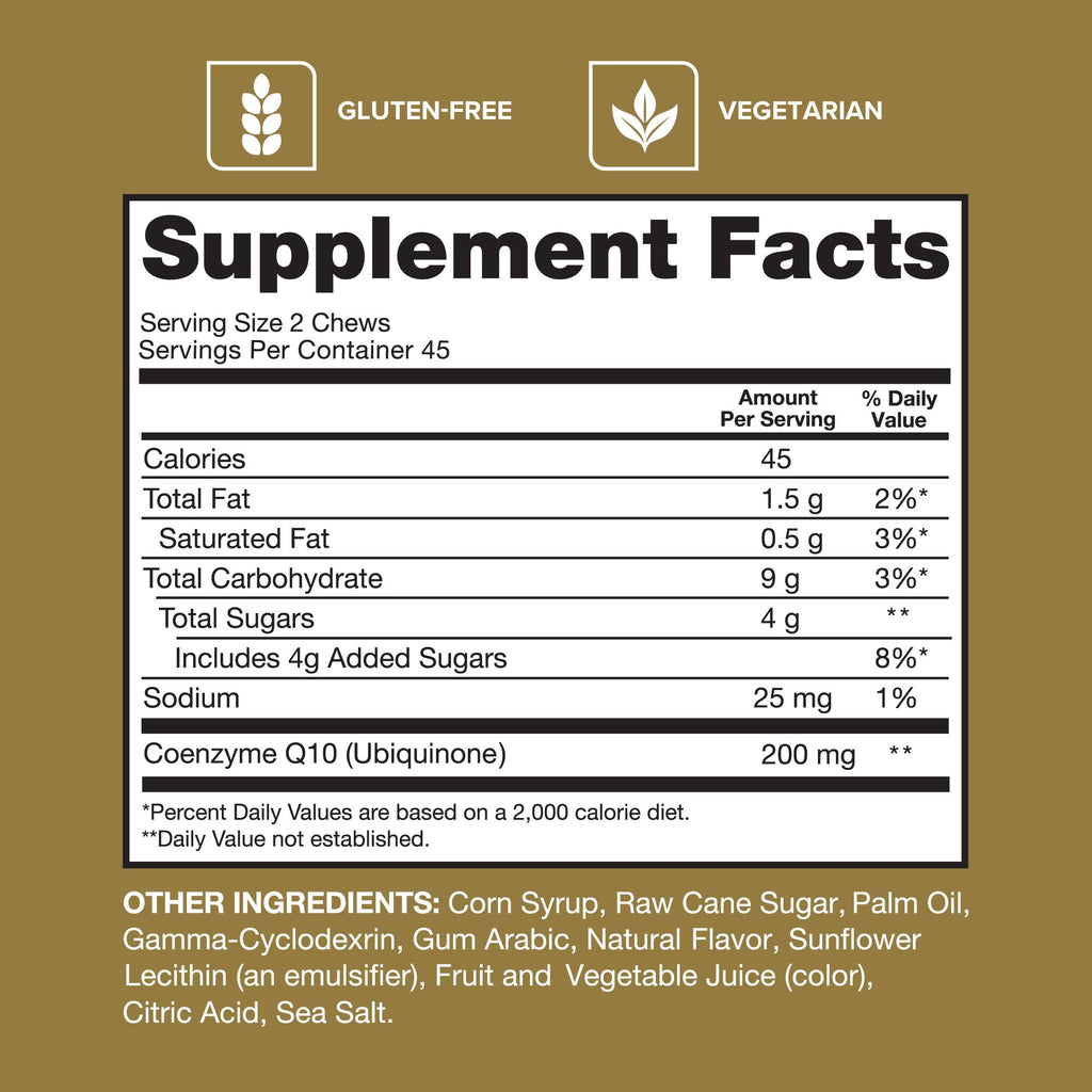 Qunol CoQ10 200mg Soft Chews Ultra Absorption | Heart Health

