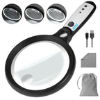 5.2-Inch Lighted Magnifying Glass with Rechargeable Battery for Reading