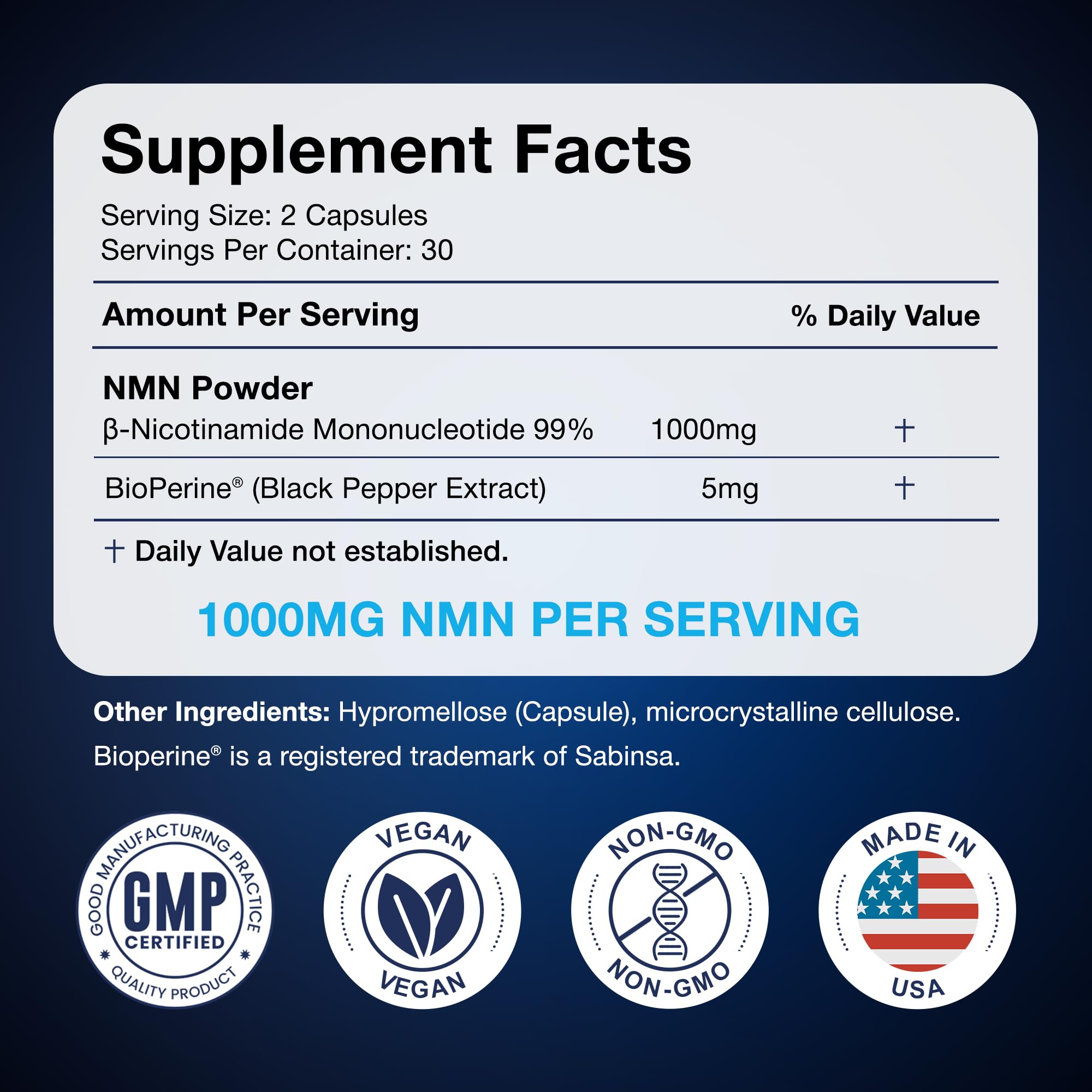 Black Forest NMN Supplement with BioPerine for NAD+

