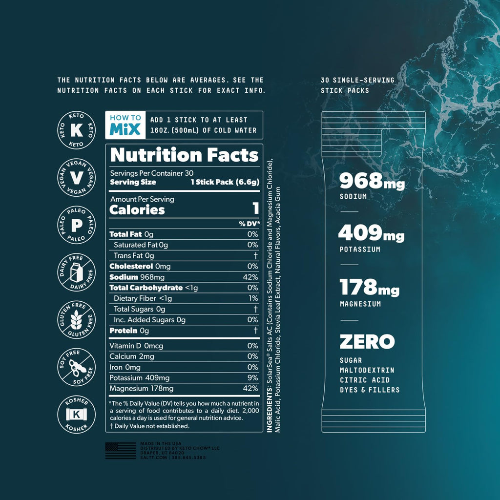 SALTT Electrolyte Hydration Powder - Zero Sugar, Vegan

