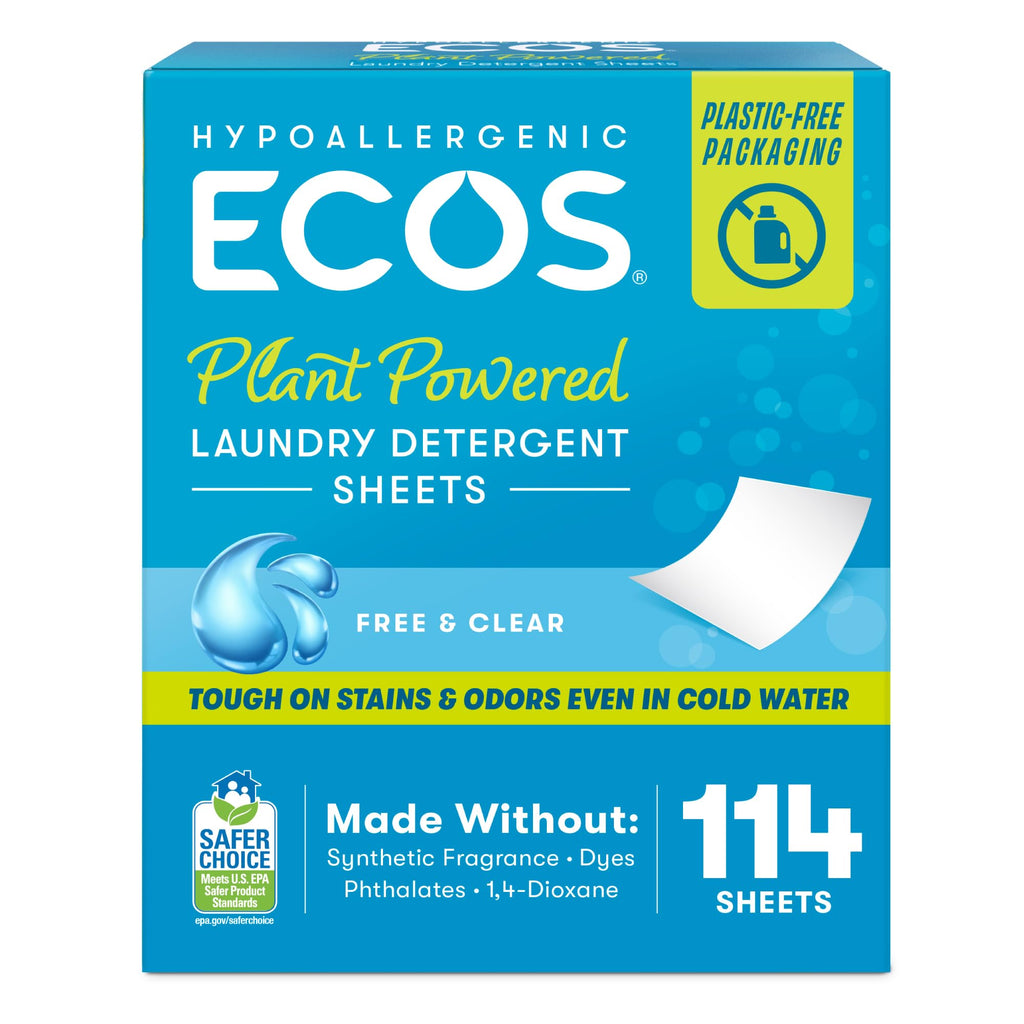 ECOS Laundry Detergent Sheets Plastic-Free Plant-Powered

