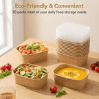 Disposable Meal Prep Bowls with Lids and Forks | Kraft Paper


