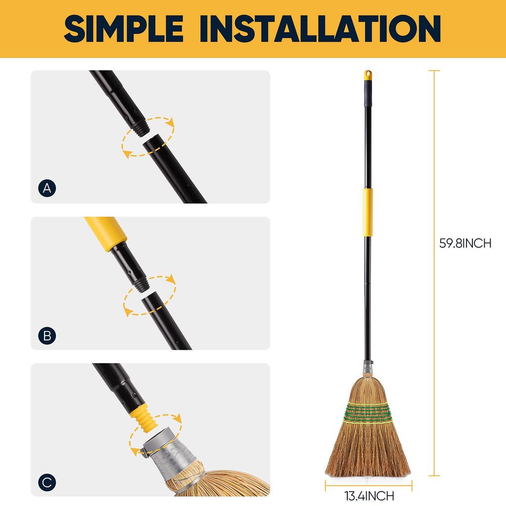 Yocada Heavy-Duty Corn Broom Indoor Outdoor

