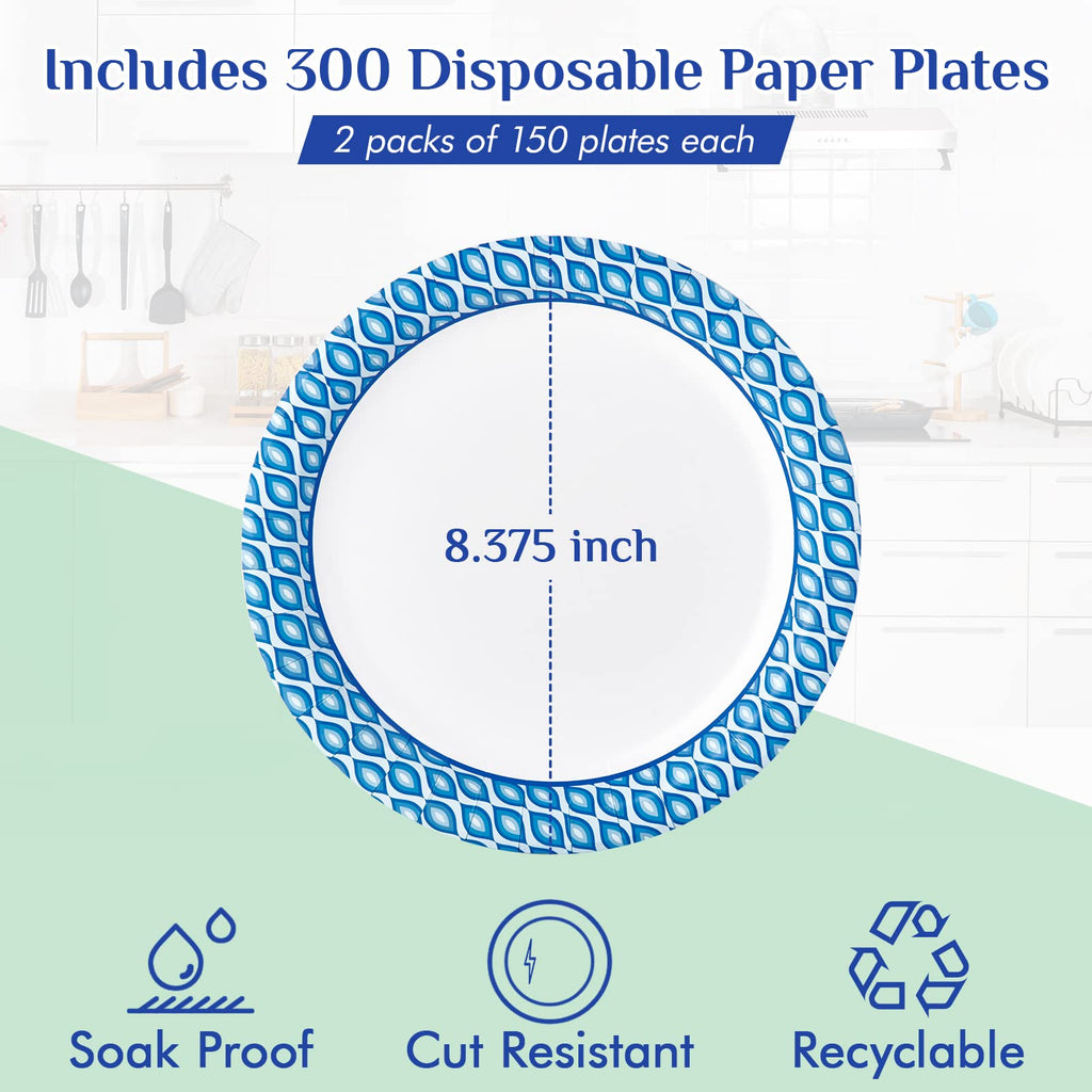 MUCHII 8.375 Inch Disposable Paper Plates - Soak-Proof

