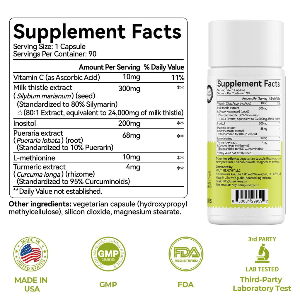 OxyEnergy Silymarin Milk Thistle Liver Detox Supplement

