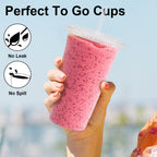 Lamosi Clear Plastic Cups with Lids & Straws – To-Go


