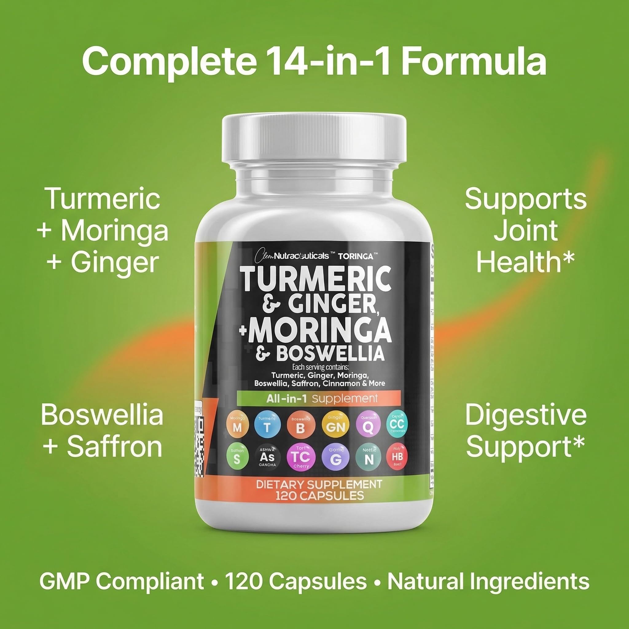 Clean Nutra All-in-One Turmeric Moringa Supplement

