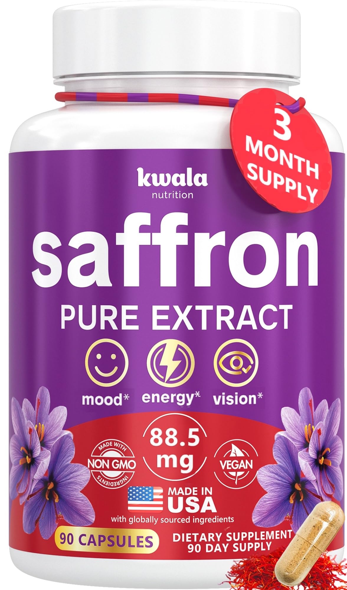 Kwala Nutrition Saffron Mood & Focus Supplement | Calm Focus

