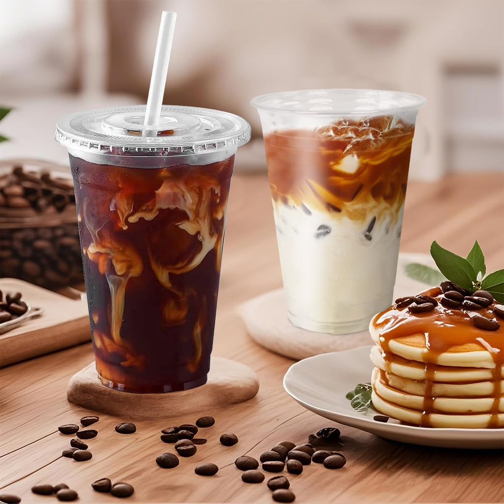 Ginkgo Clear Plastic Cups with Lids & Straws – Leak-Proof

