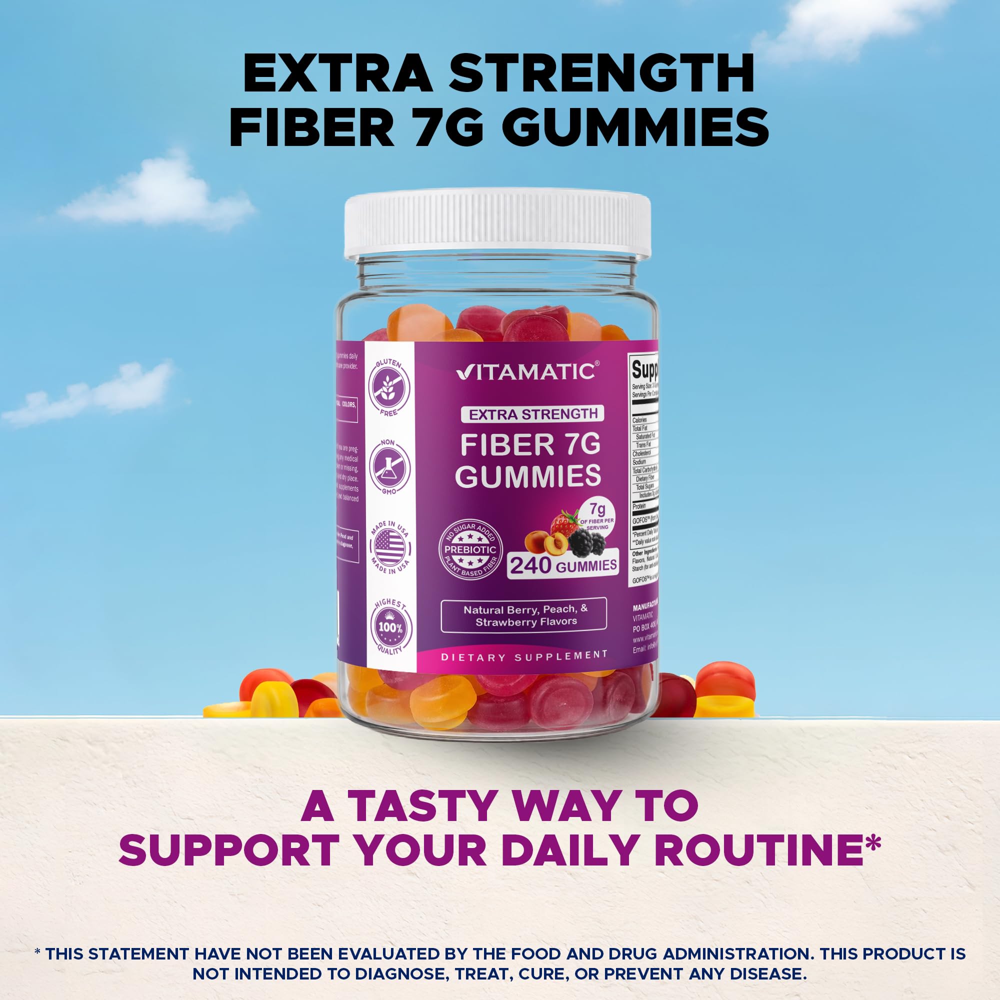 Vitamatic Prebiotic Fiber Gummies for Adults Zero Sugar

