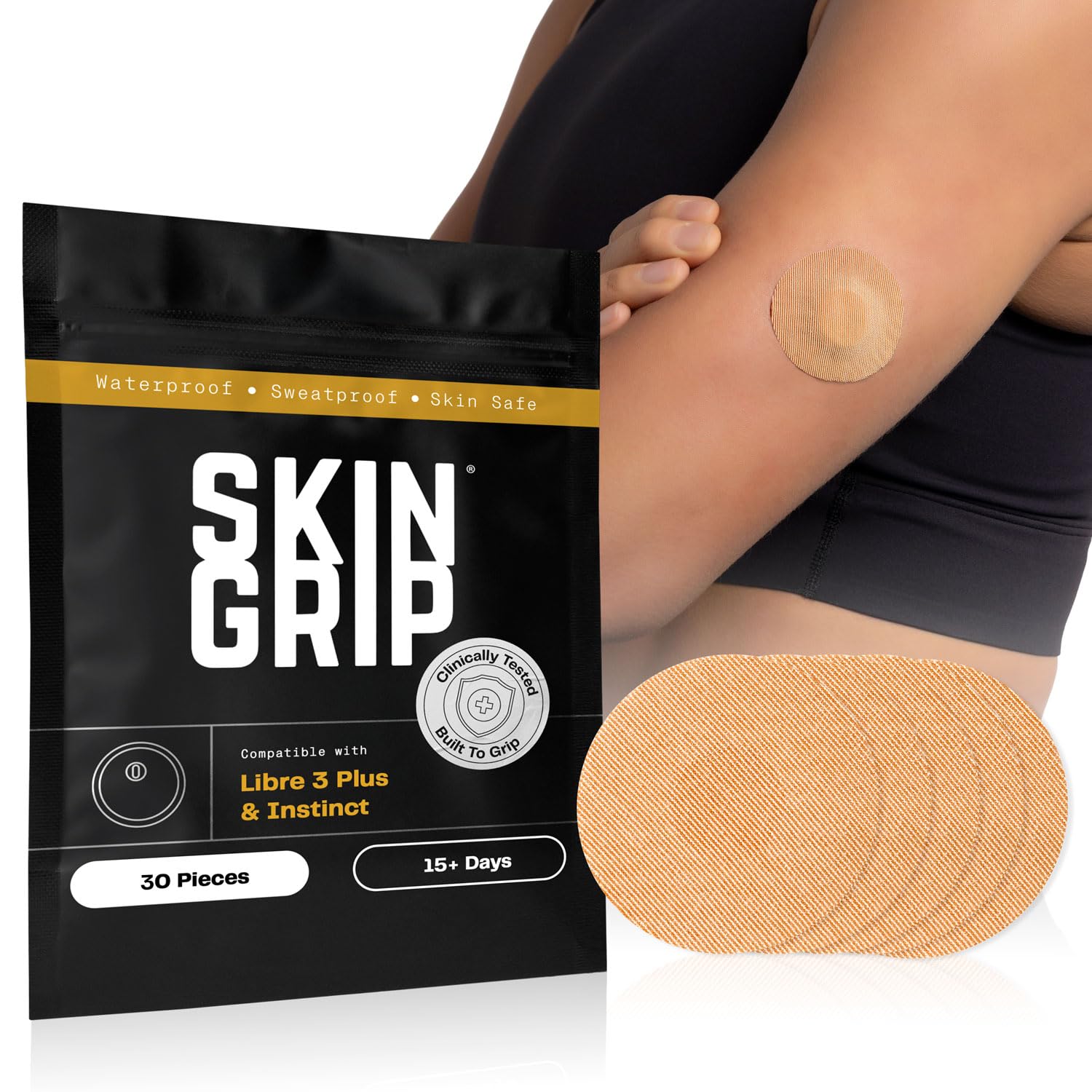Skin Grip CGM Sensor Covers - Waterproof Adhesive Patches
