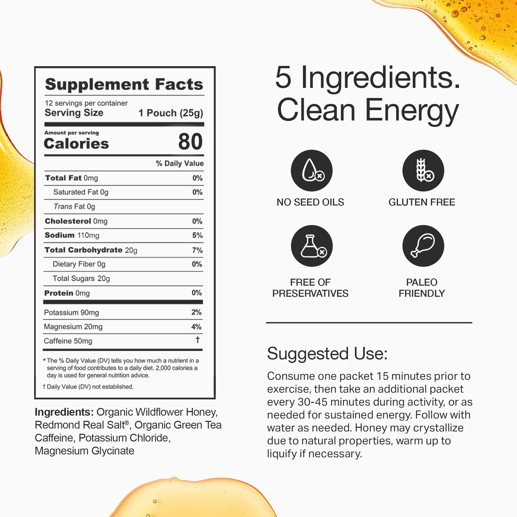 Organic Honey Energy Gel with Electrolytes for Endurance

