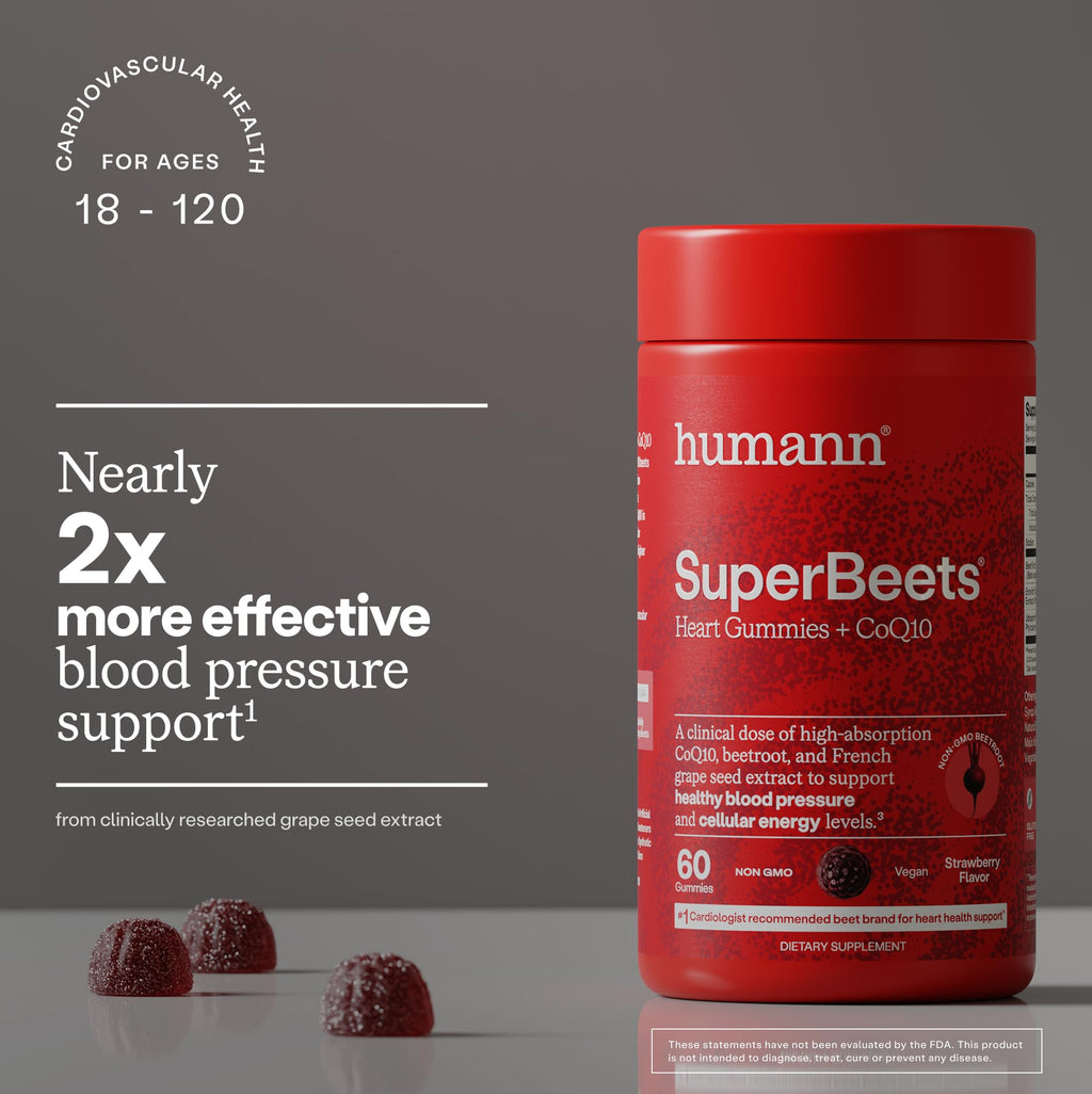 Humann SuperBeets Beetroot CoQ10 Grape Seed Gummies

