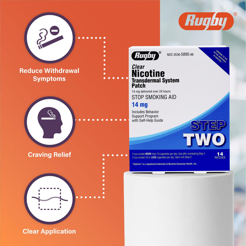 Rugby Clear Nicotine Patch Transdermal System for Quitting Smoking

